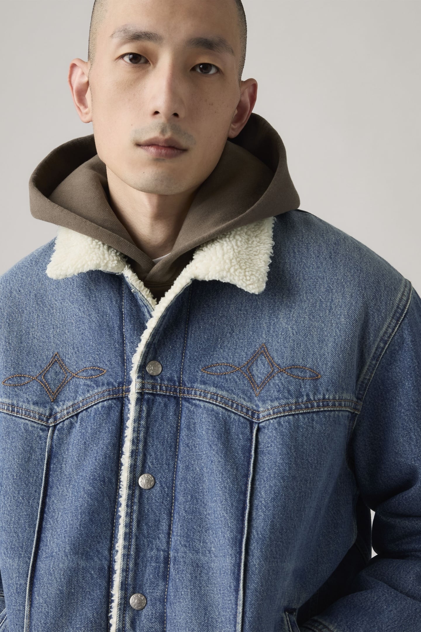 WESTERN SHERPA TRUCKER JACKET BLUE 5