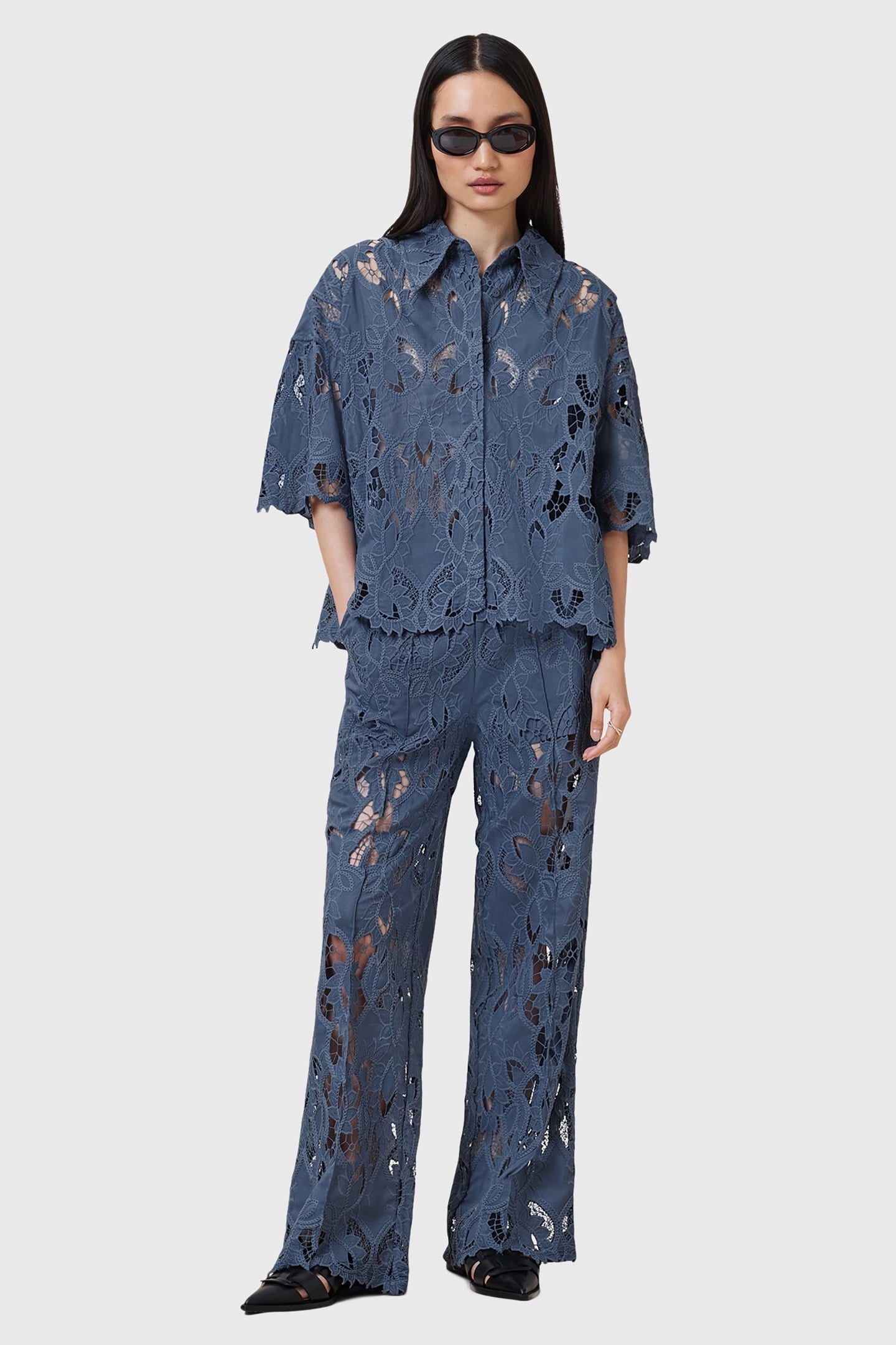 CHARLI EMB SHIRT DUSTY BLUE 1