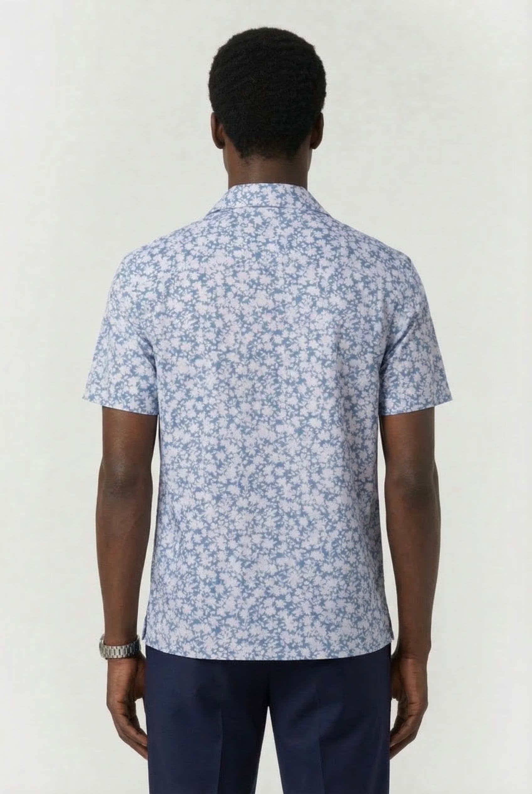 SHORT SLEEVE SHIRT IN BLUE FLORAL PRINT 2