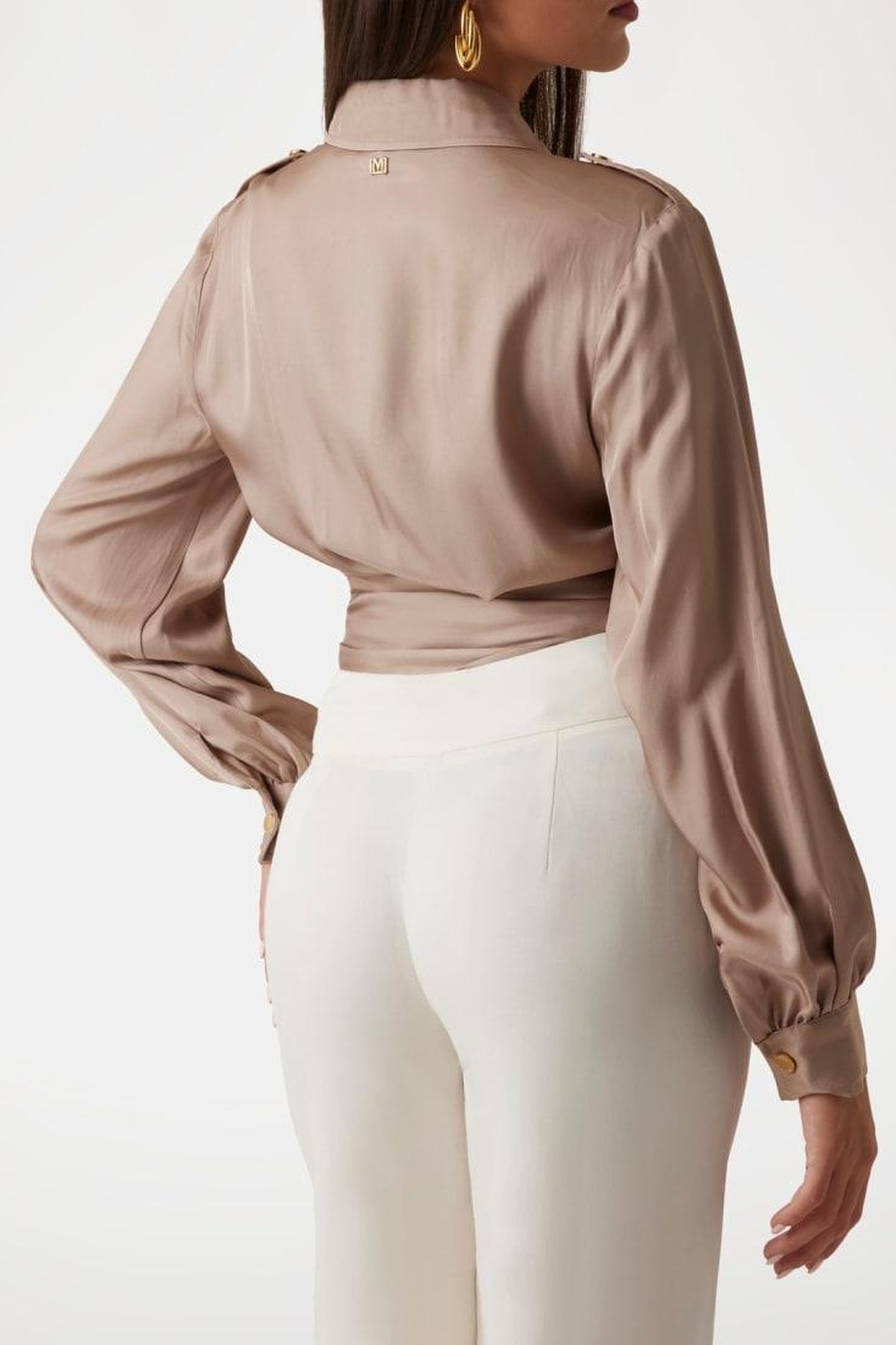 MARCIANO BY GUESS DORIAN LS WRAP BLOUSE NATURAL ALMOND 3