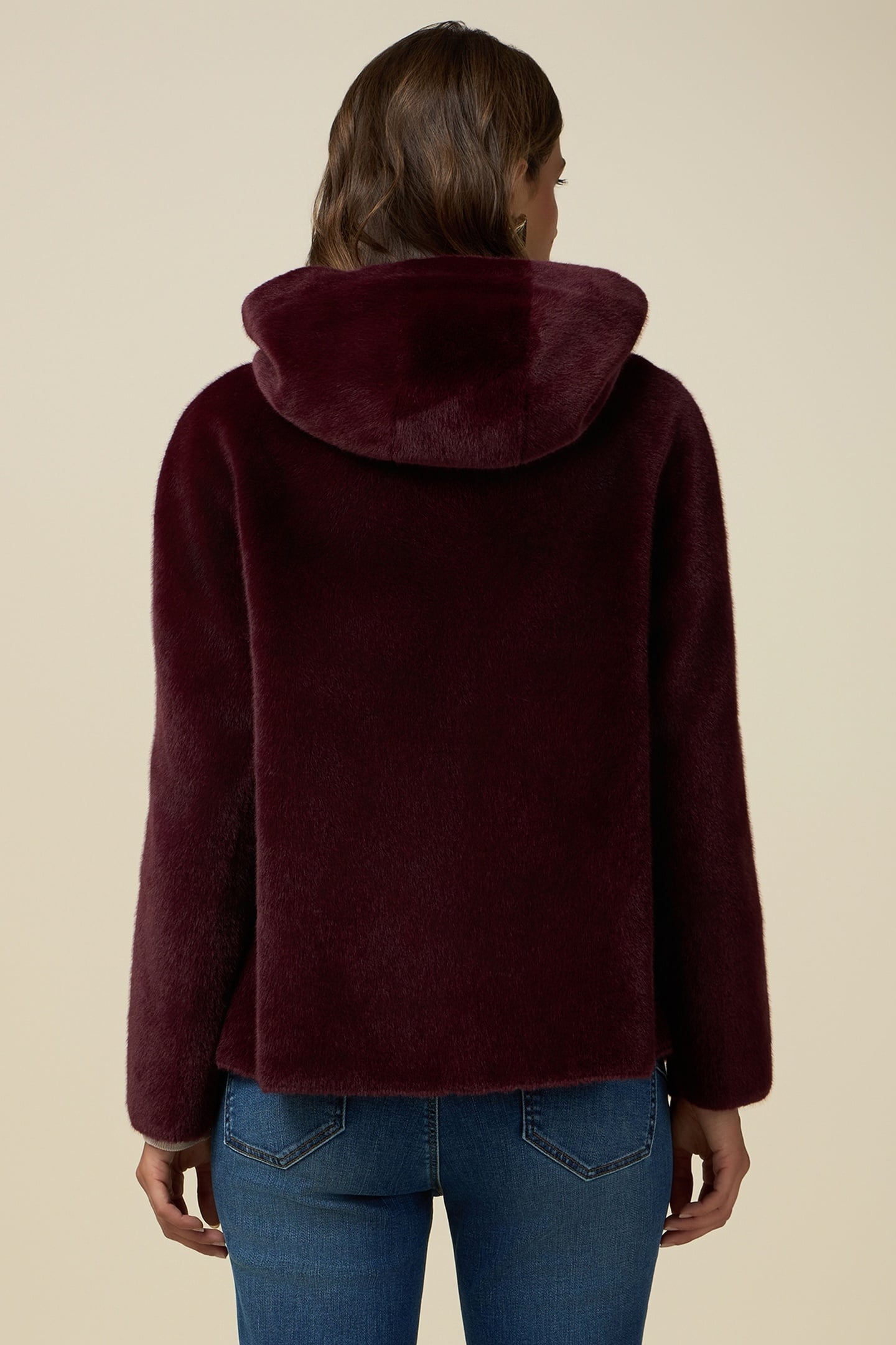HOODED TEDDY BEAR JACKET BURGUNDY 2