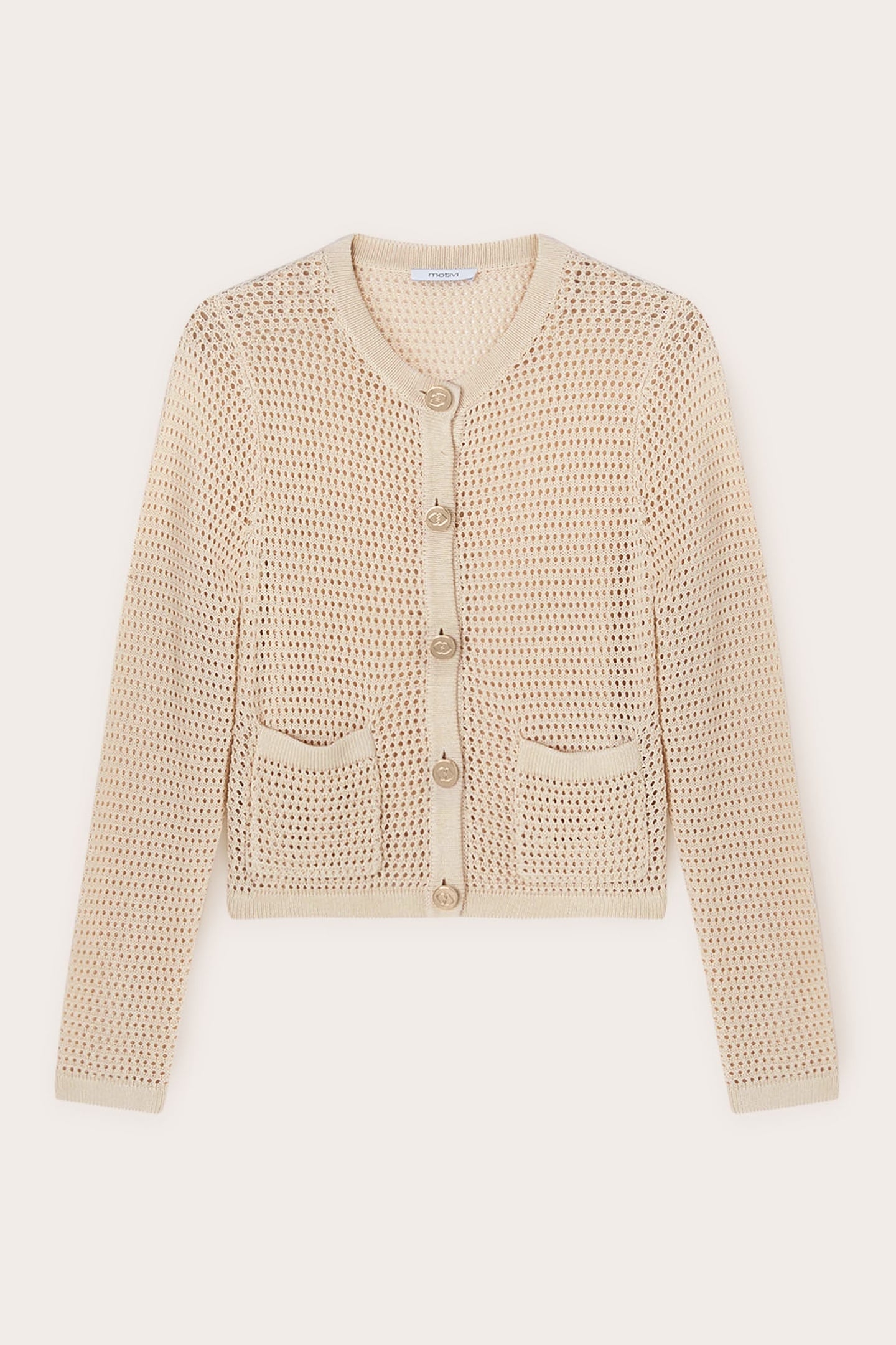 OPENWORK KNITTED CARDIGAN BEIGE 5
