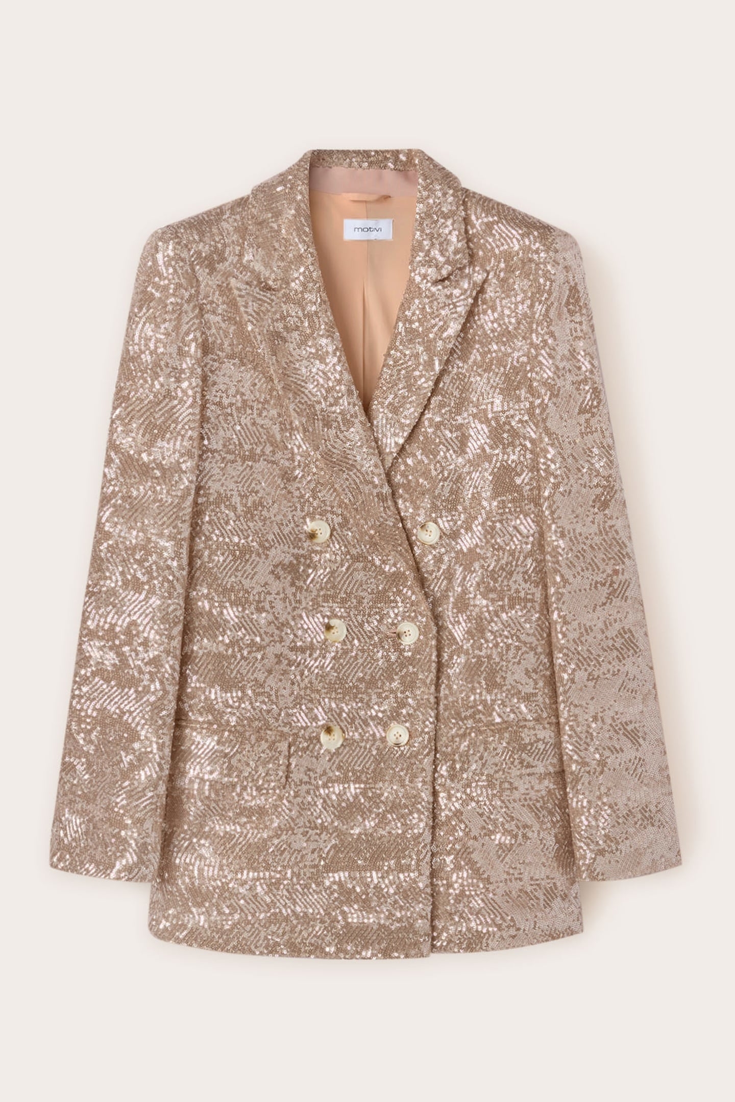 FULL SEQUINED OVER SIZED BLAZER BEIGE 3