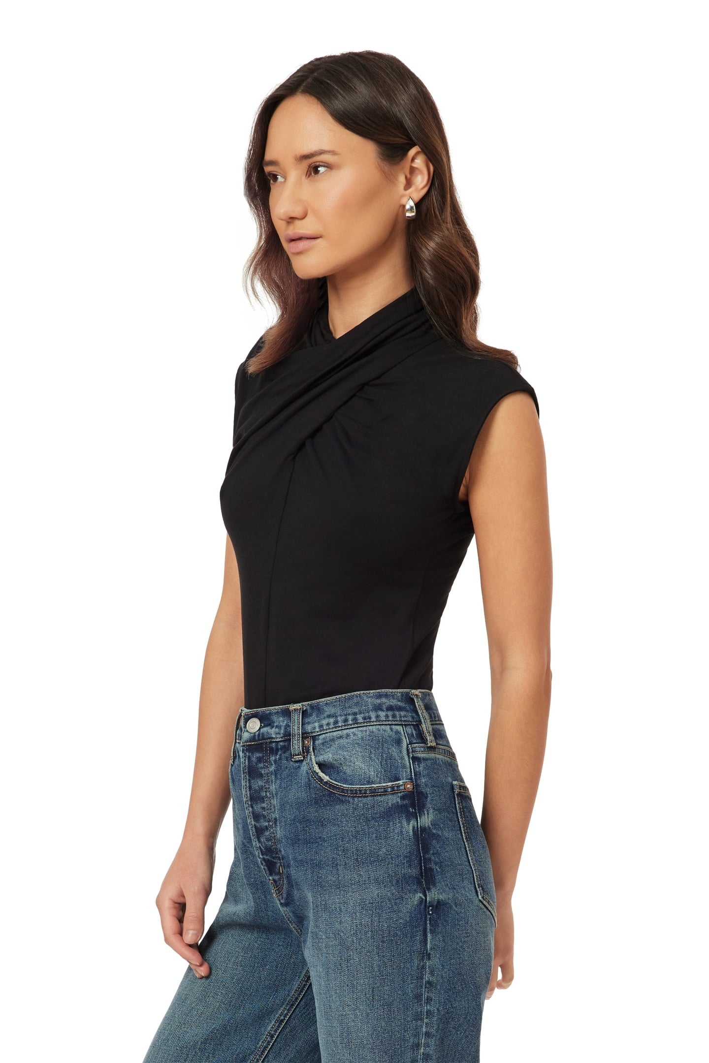DRAPED NECK TOP BLACK NIGHT 8