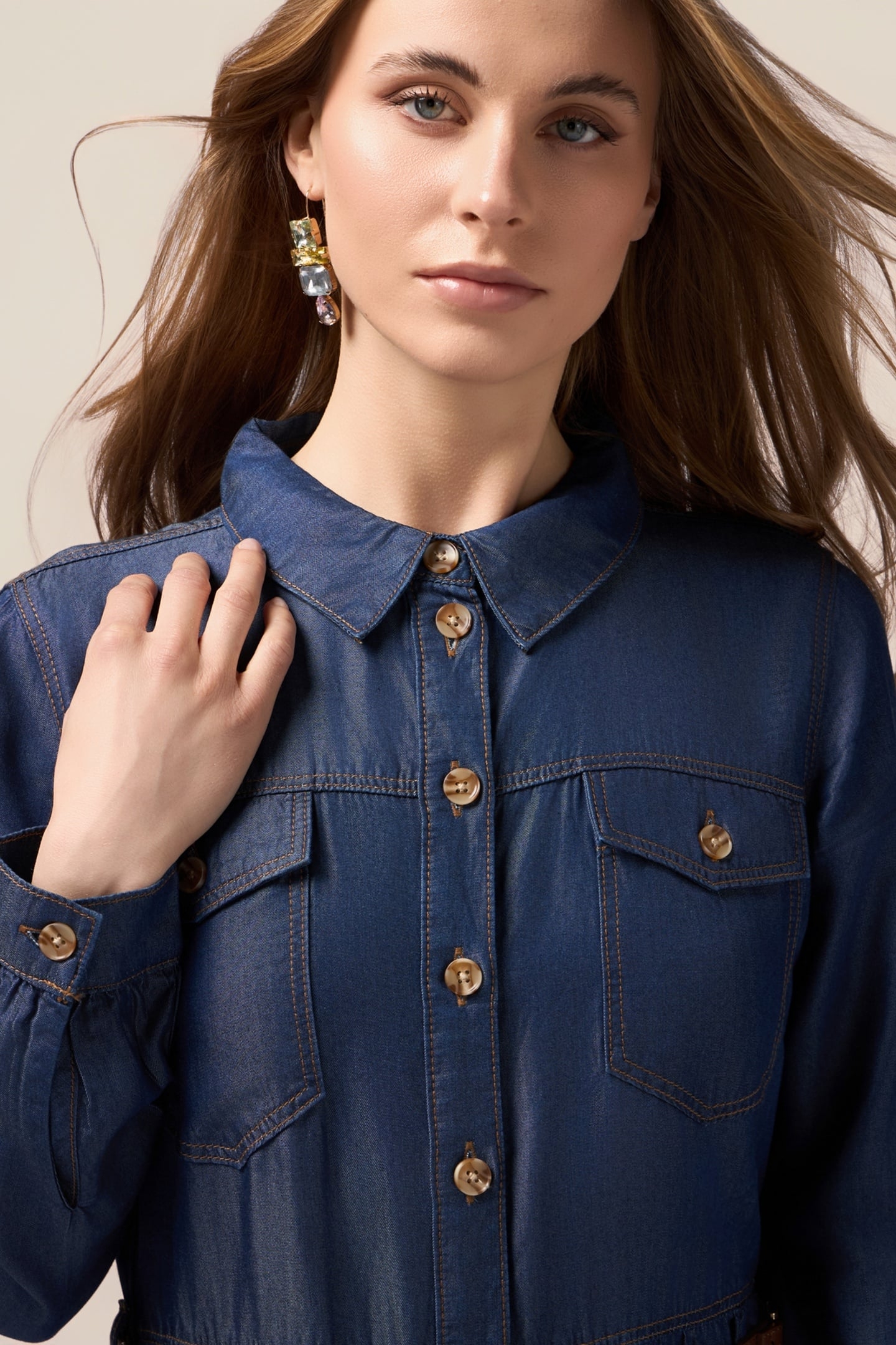 TENCEL SHIRT DRESS BLUE 5