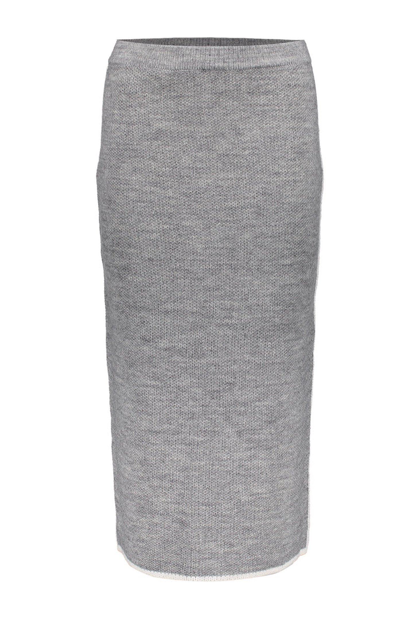SKIRT KNIT CONTRAST HEM GREY MELANGE/OFF-WHITE 1