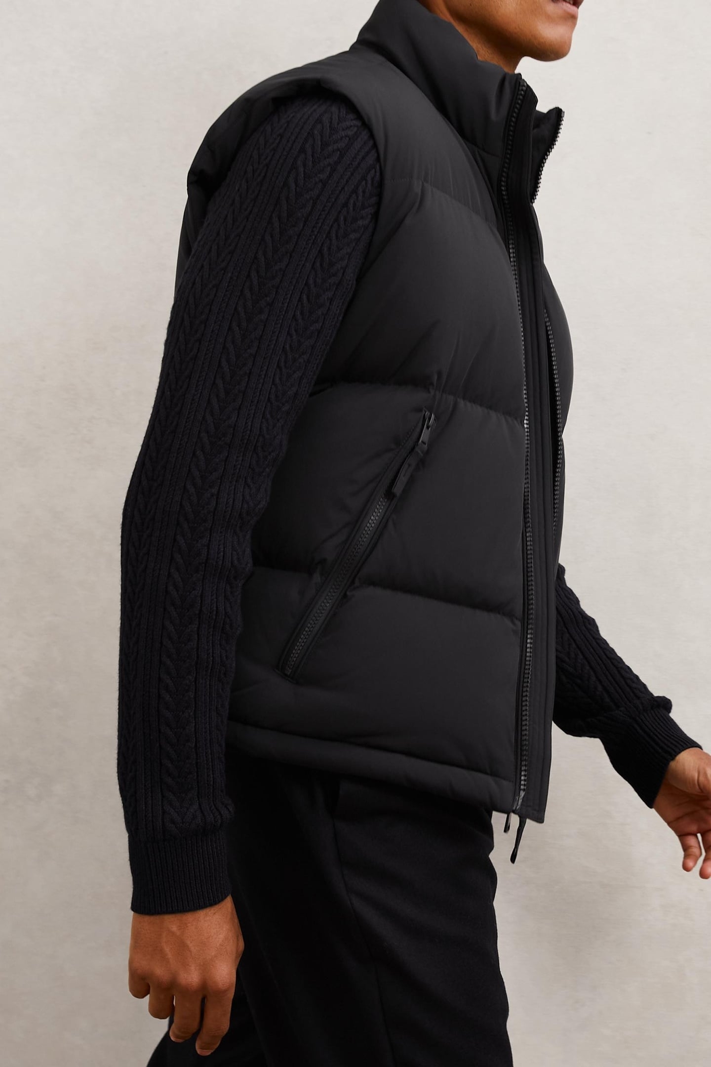 QUILTED ZIP THROUGH PUFFER GILET NAVY 6