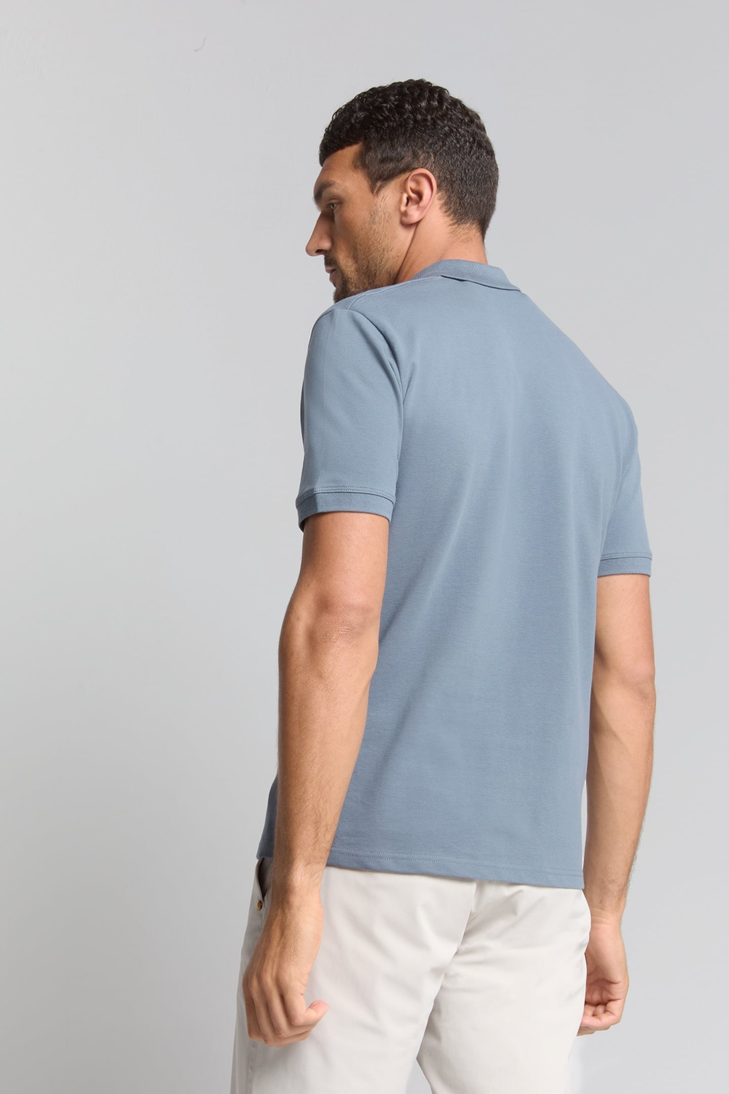 POLO PIQUE SOLID STRETCH WASHED BLUE 2