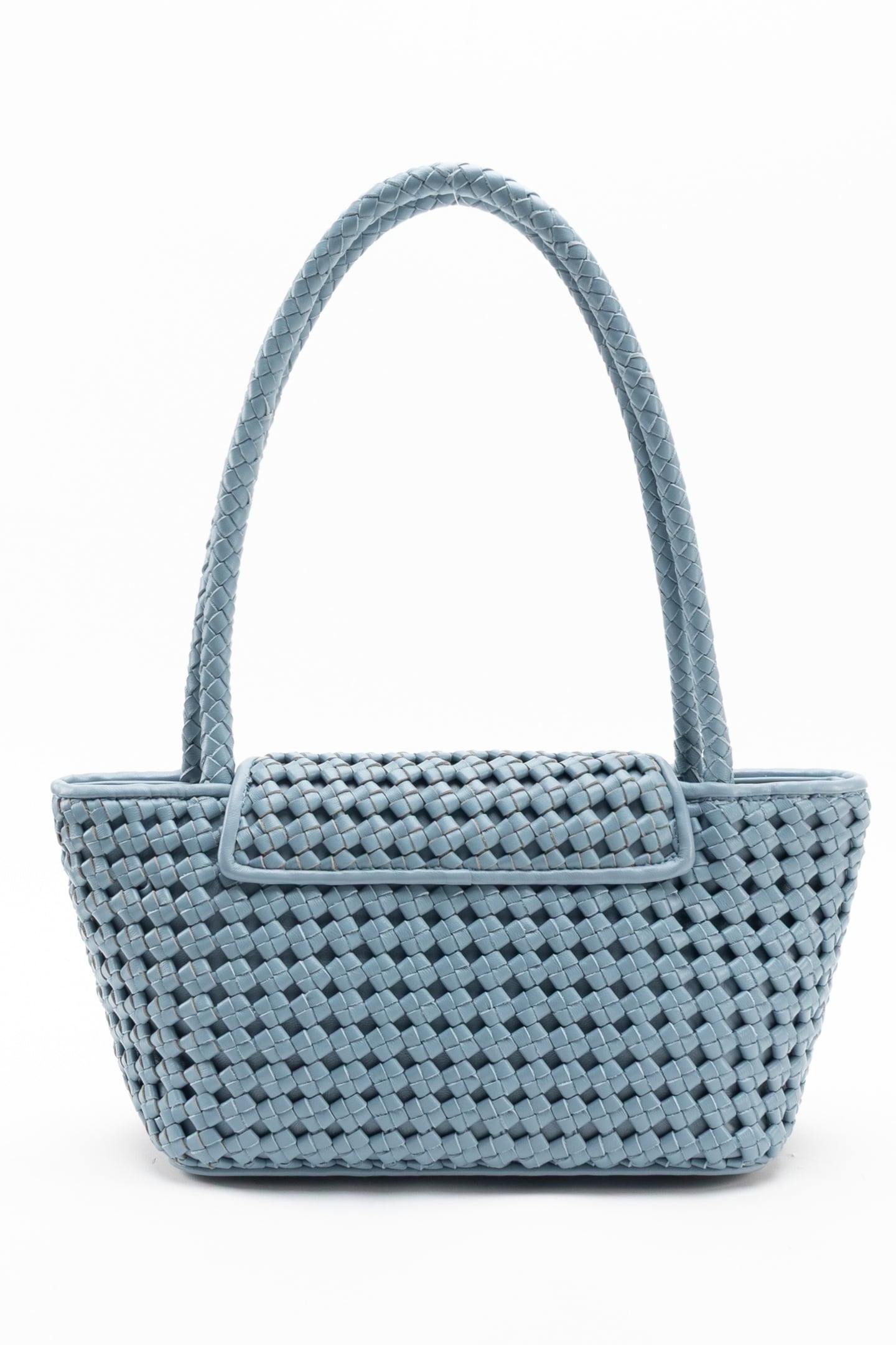 COURRIER TOTE WOVEN LEATHER ARTIC BLUE 3