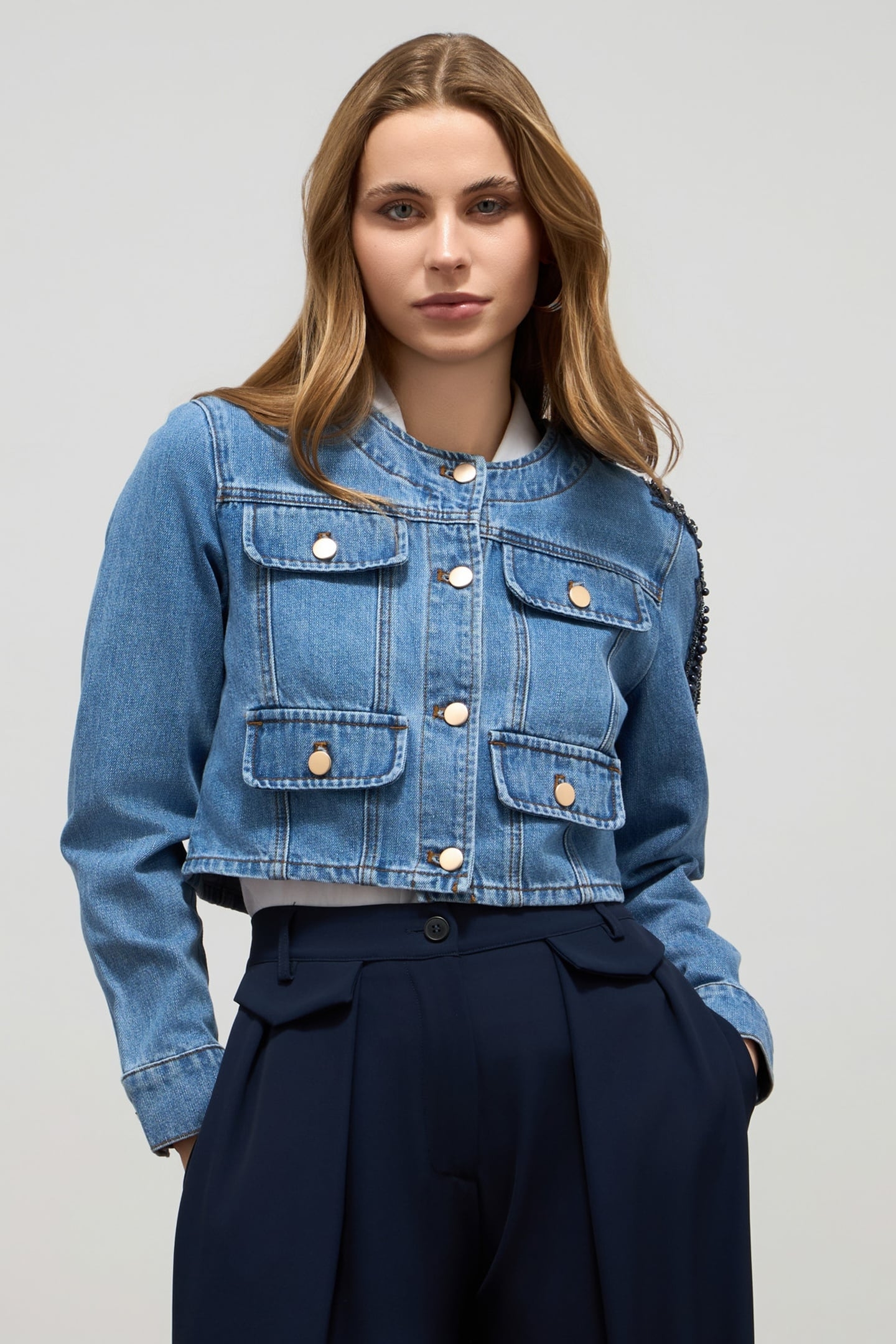 DENIM JACKET WITH APPLIQUÉS LIGHT BLUE 2