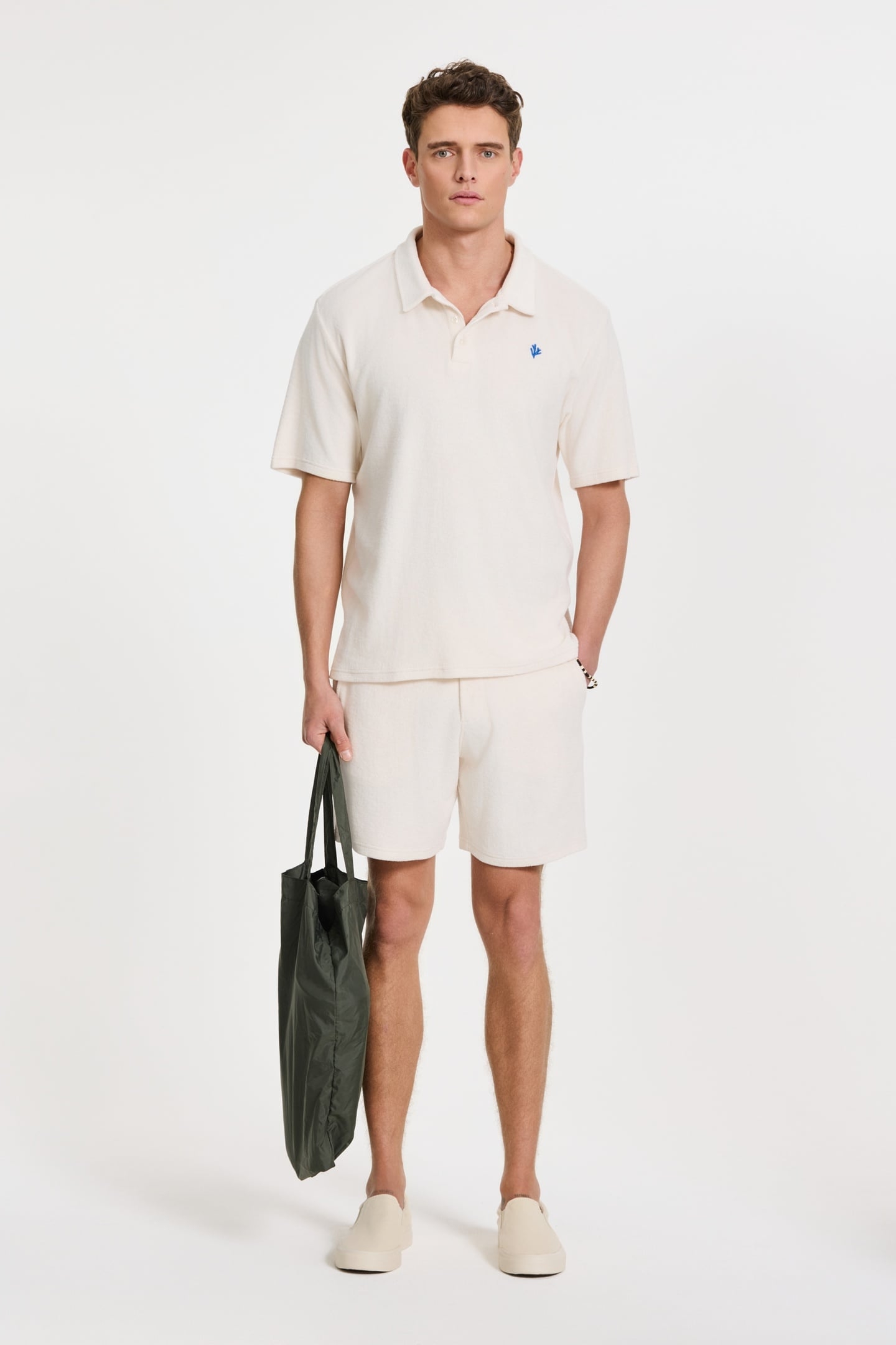EVAN TOWELING SHORTS SOLID WHITE 1