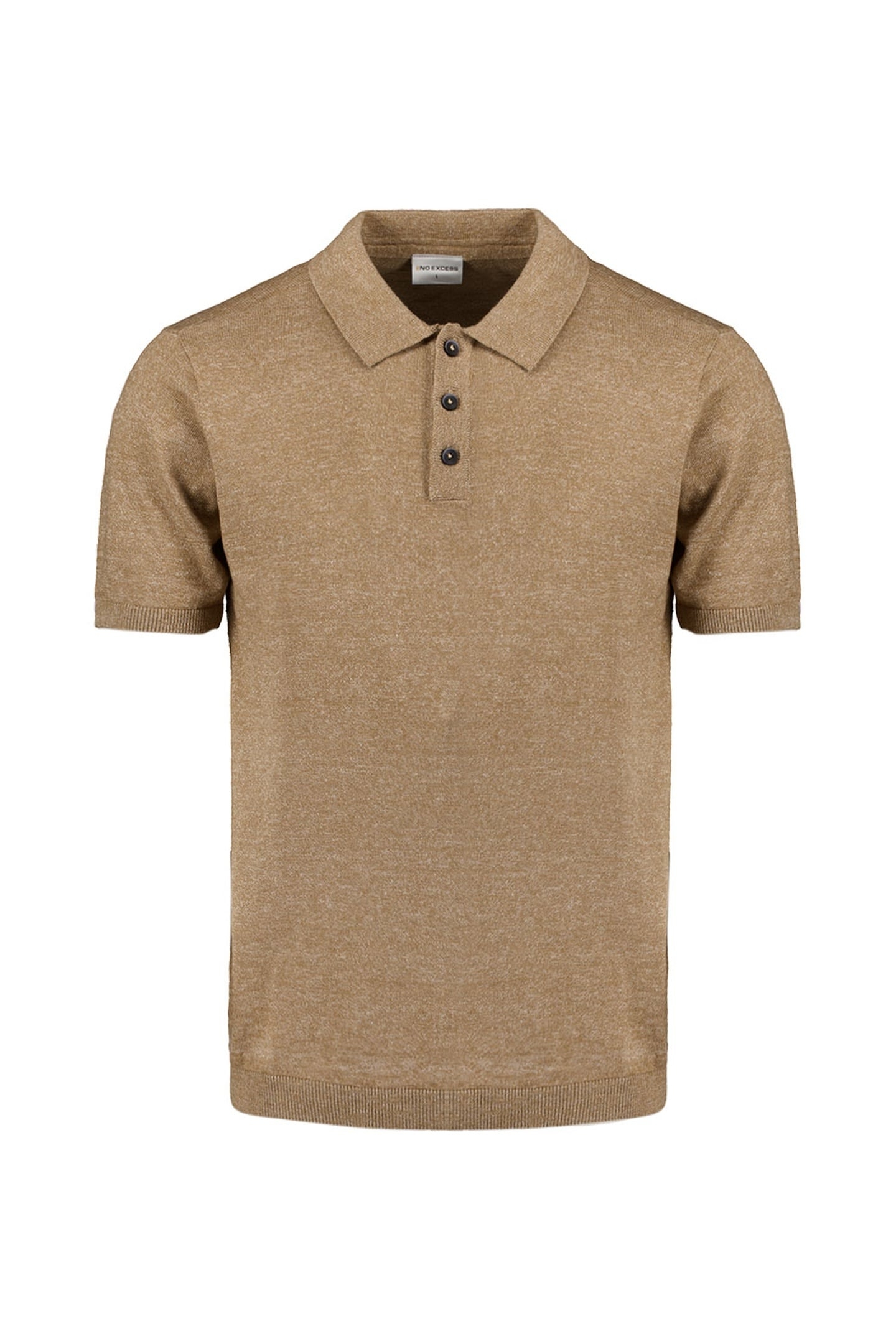 PULLOVER SHORT SLEEVE POLO MELANGE WITH LINEN KHAKI 4