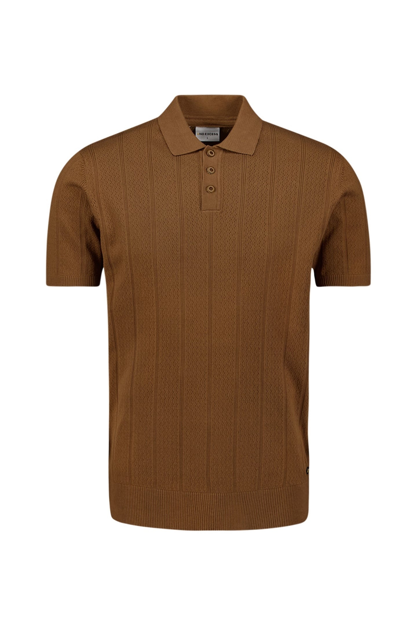 PULLOVER SHORT SLEEVE POLO BUTTON SOLID JACQUARD CAMEL 5