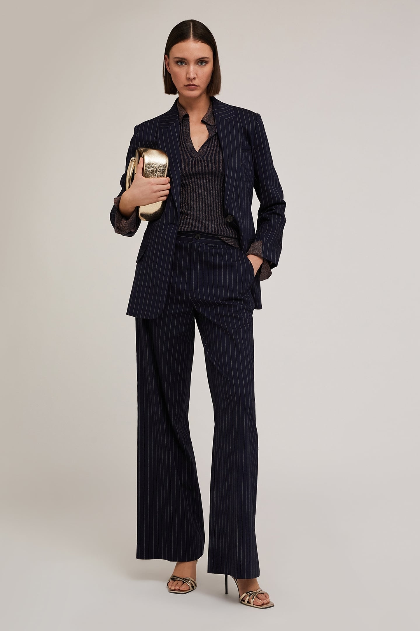 PINSTRIPED SINGLE-BREASTED BLAZER BLUE 3