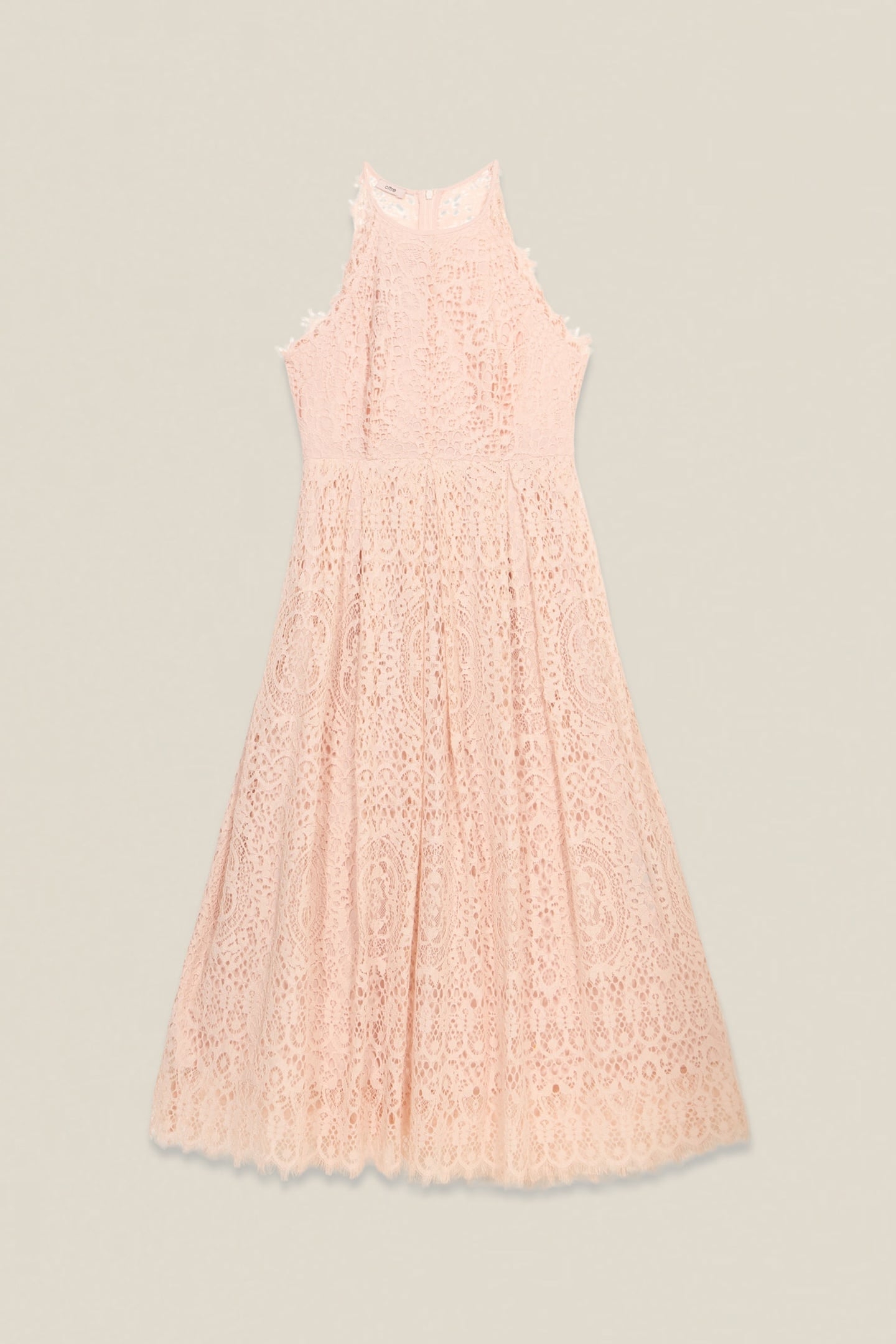 COTTON BLEND LACE MIDI DRESS PINK 5
