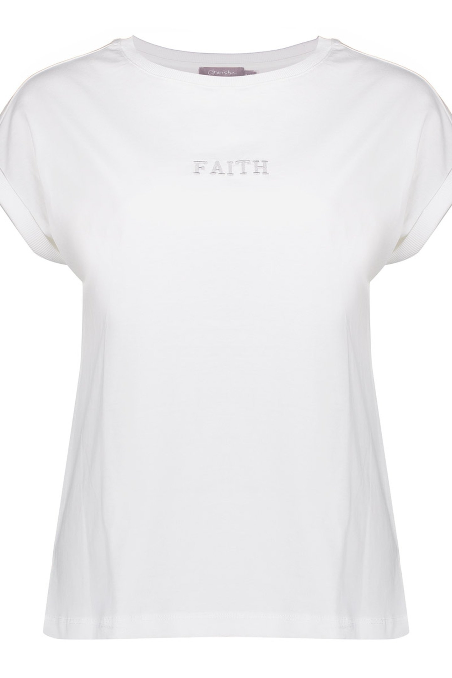 T-SHIRT EMBROIDERED WORD OFF-WHITE/SILVER 1