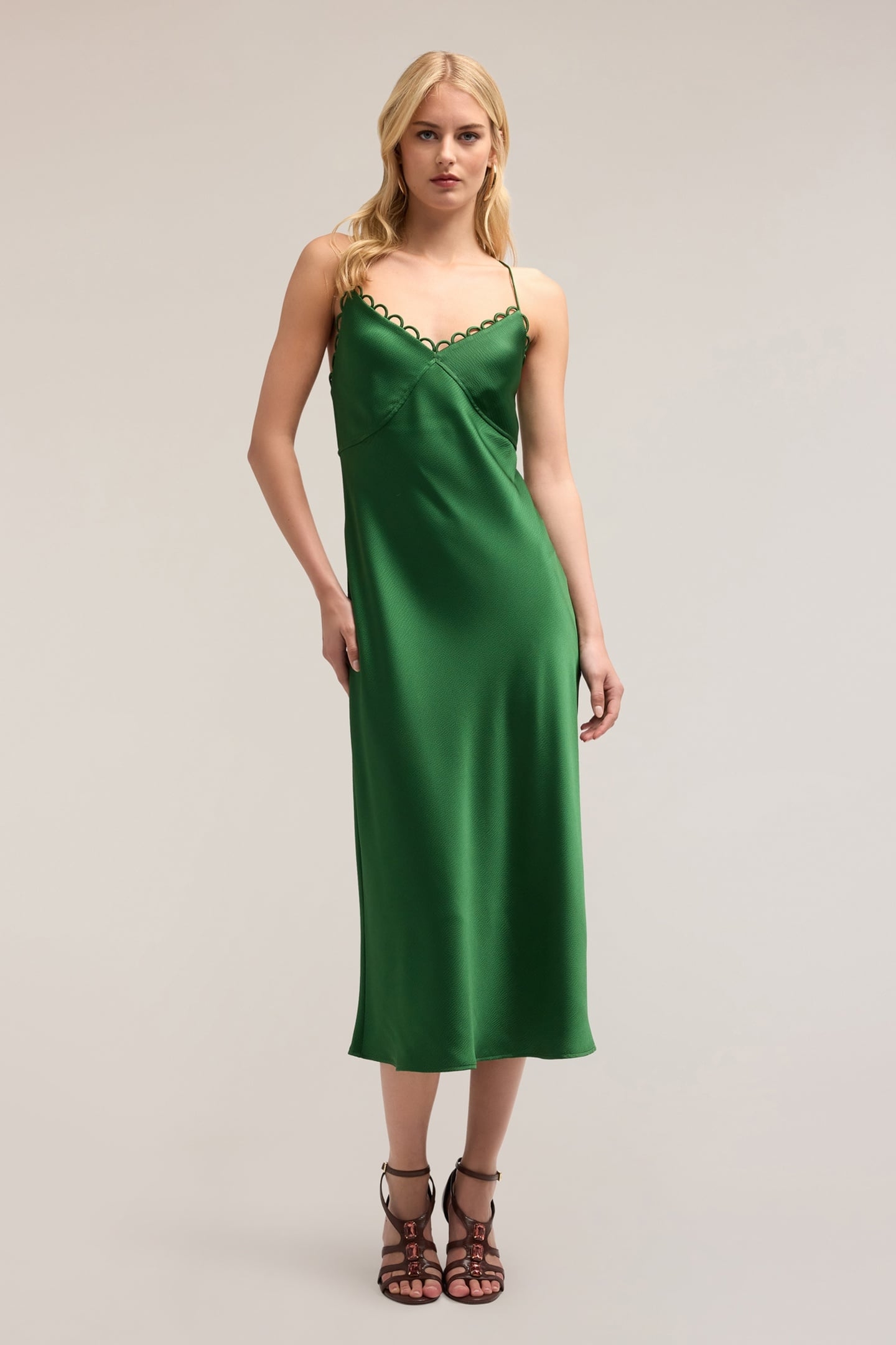 SATIN MIDI DRESS GREEN 1