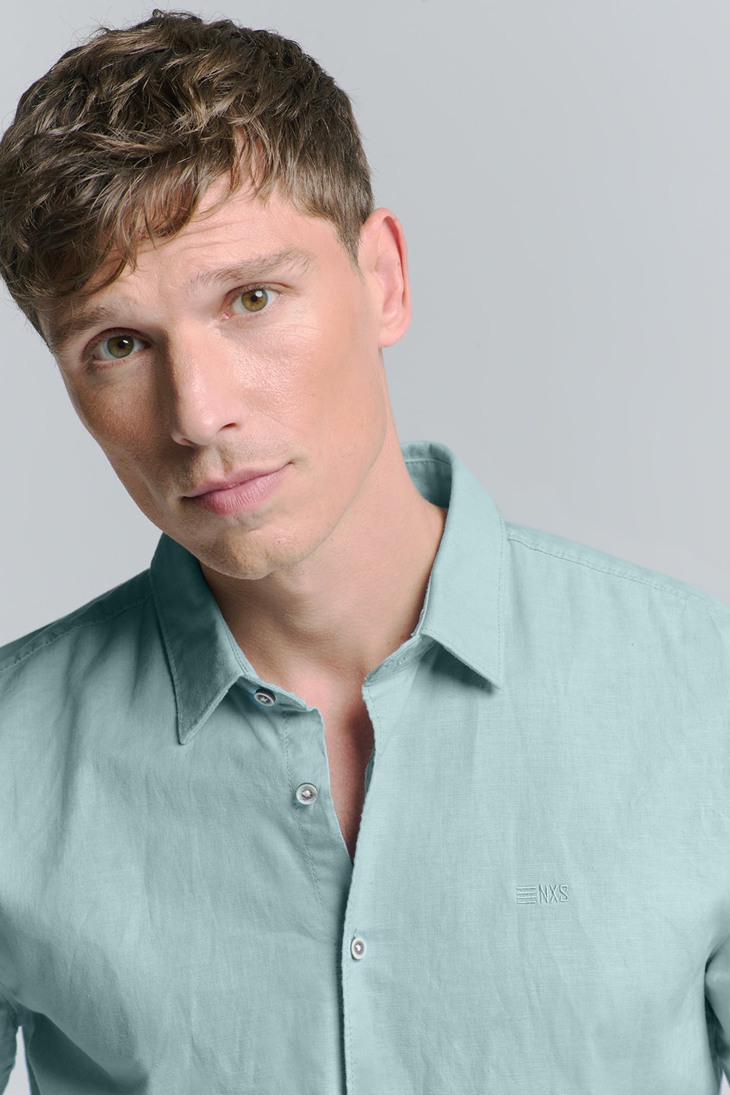 SHIRT SOLID WITH LINEN ICE 4