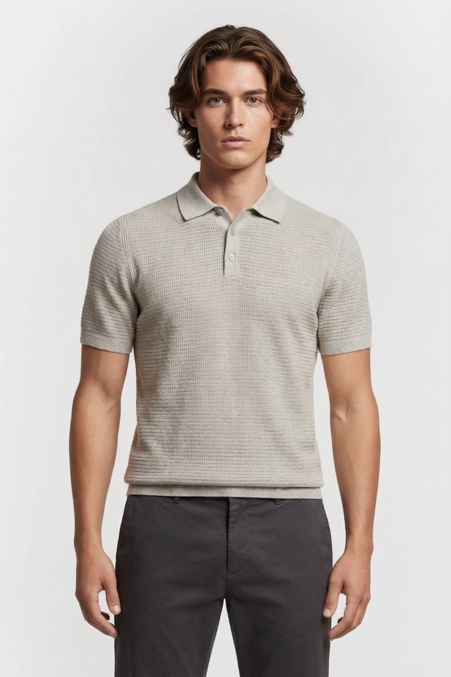 KOSTAS BUTTON POLO GHOST GREY 1