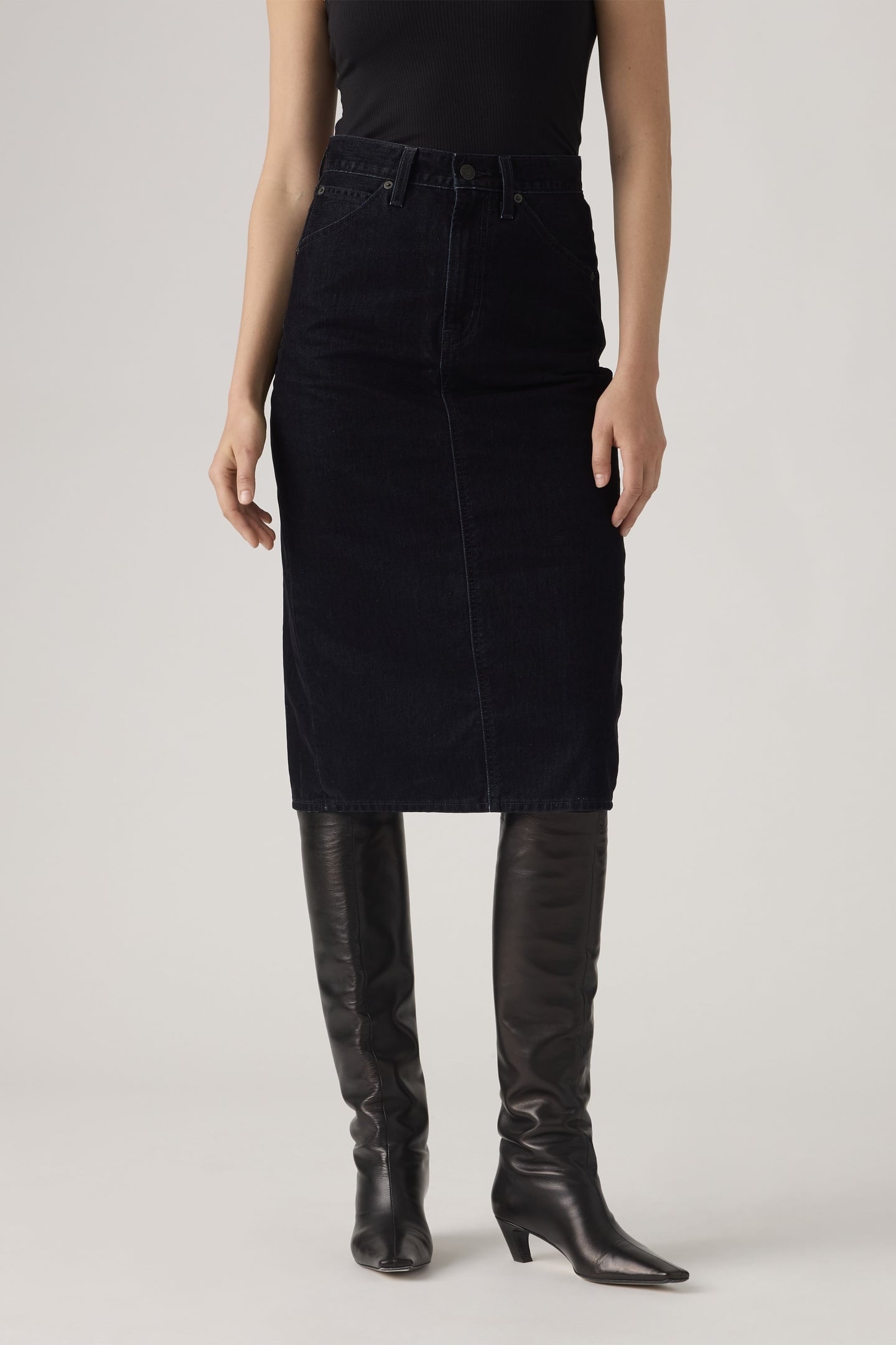 HIGH RISE BACK SLIT SKIRT BLUE 1
