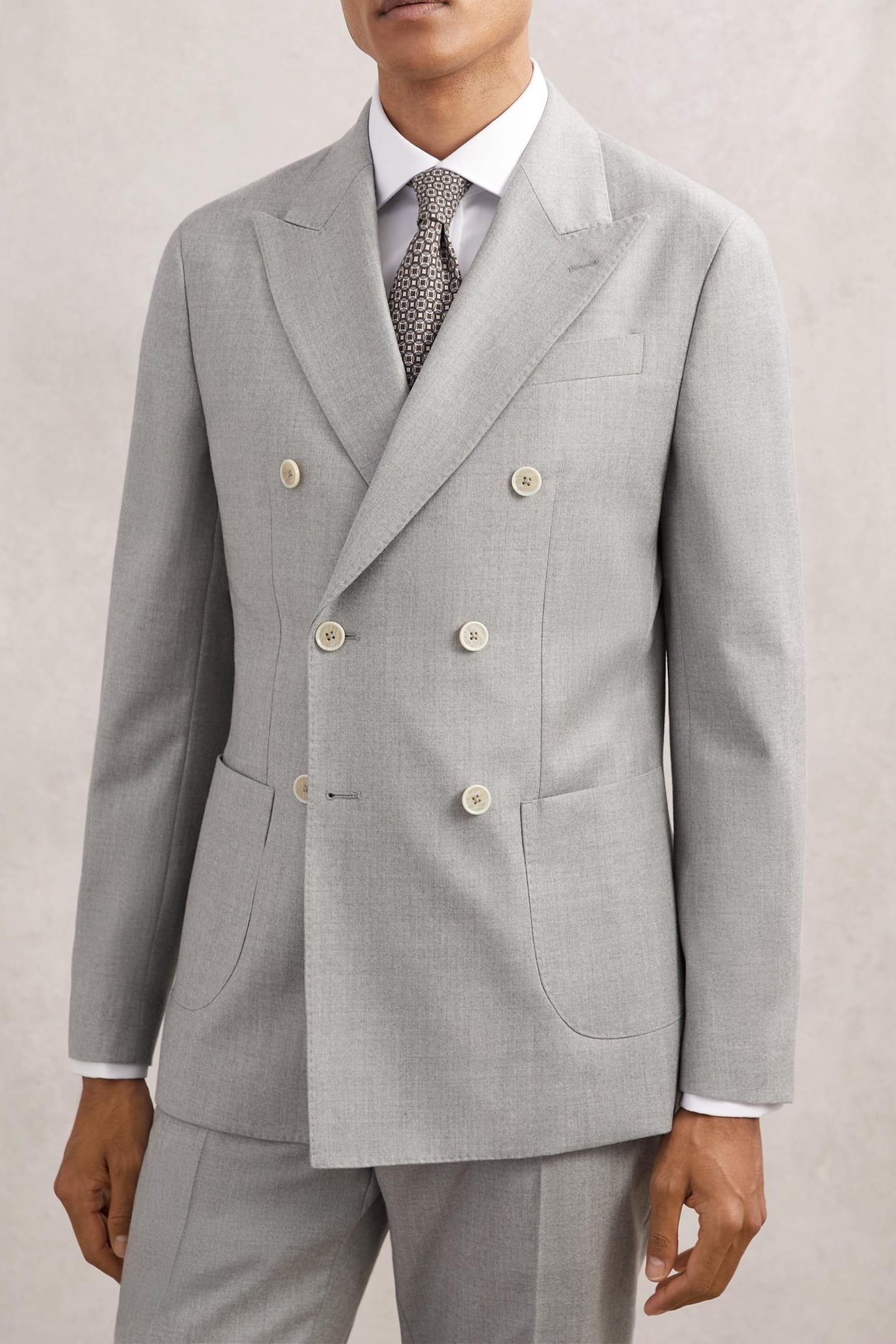 DB PEAK FLANNEL BLAZER SOFT GREY 1