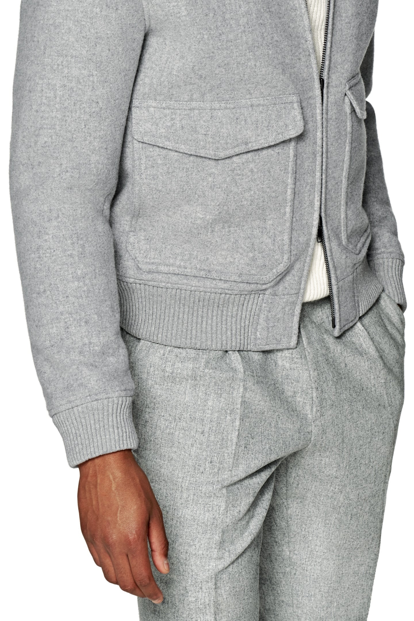 SHEARLING BOMBER-LT GREY LIGHT GREY 7