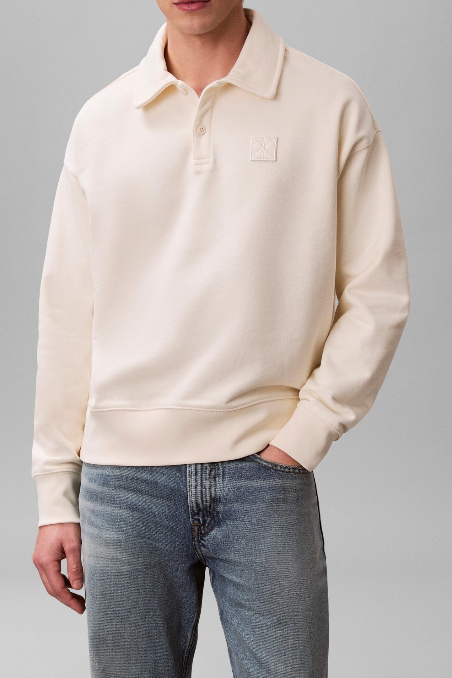 LS HEAVY WEIGHT TERRY SWEATSHIRT ANTIQUE WHITE 1