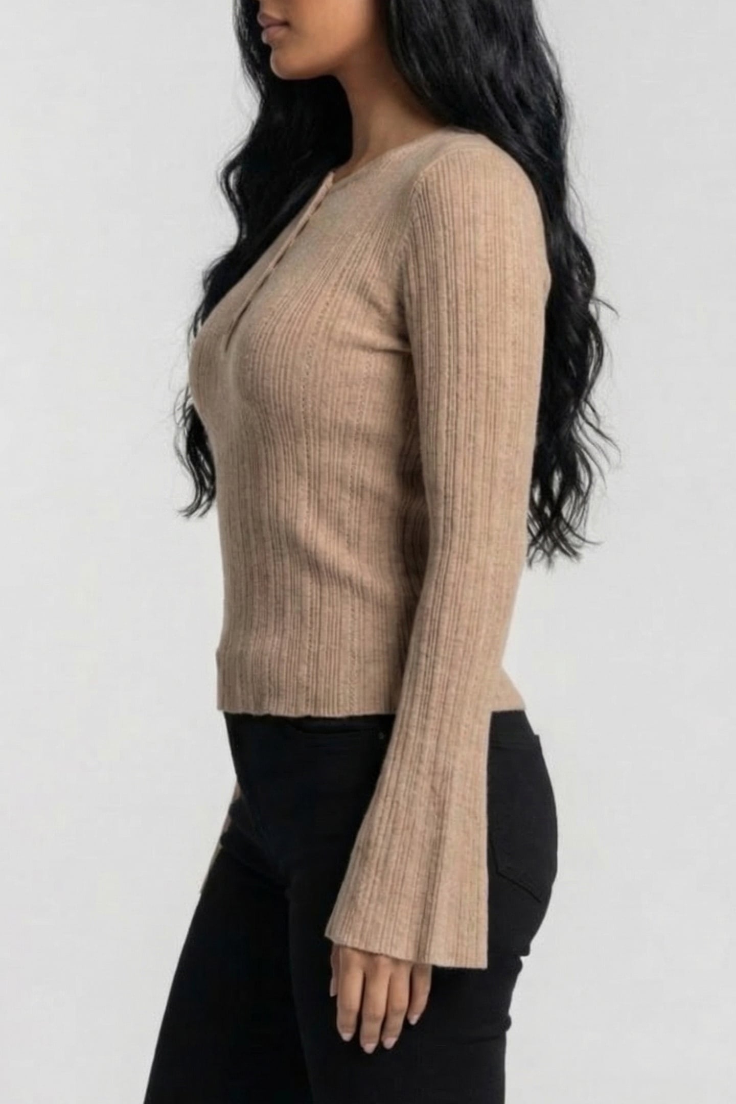 MARCIANO BY GUESS GIADA LS SWEATER TOP NATURAL ALMOND 3