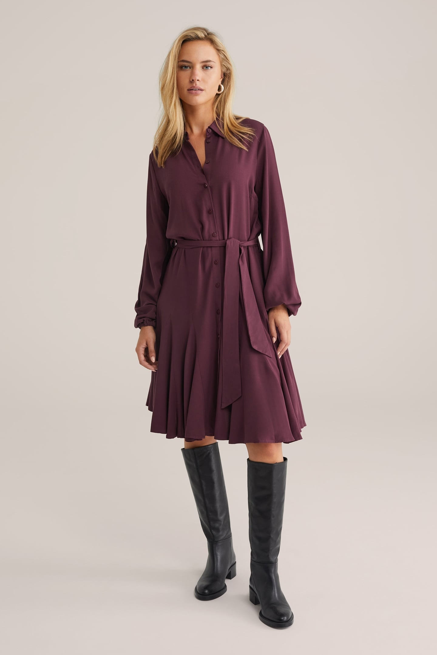DRESS MID LENGTH AUBERGINE 2