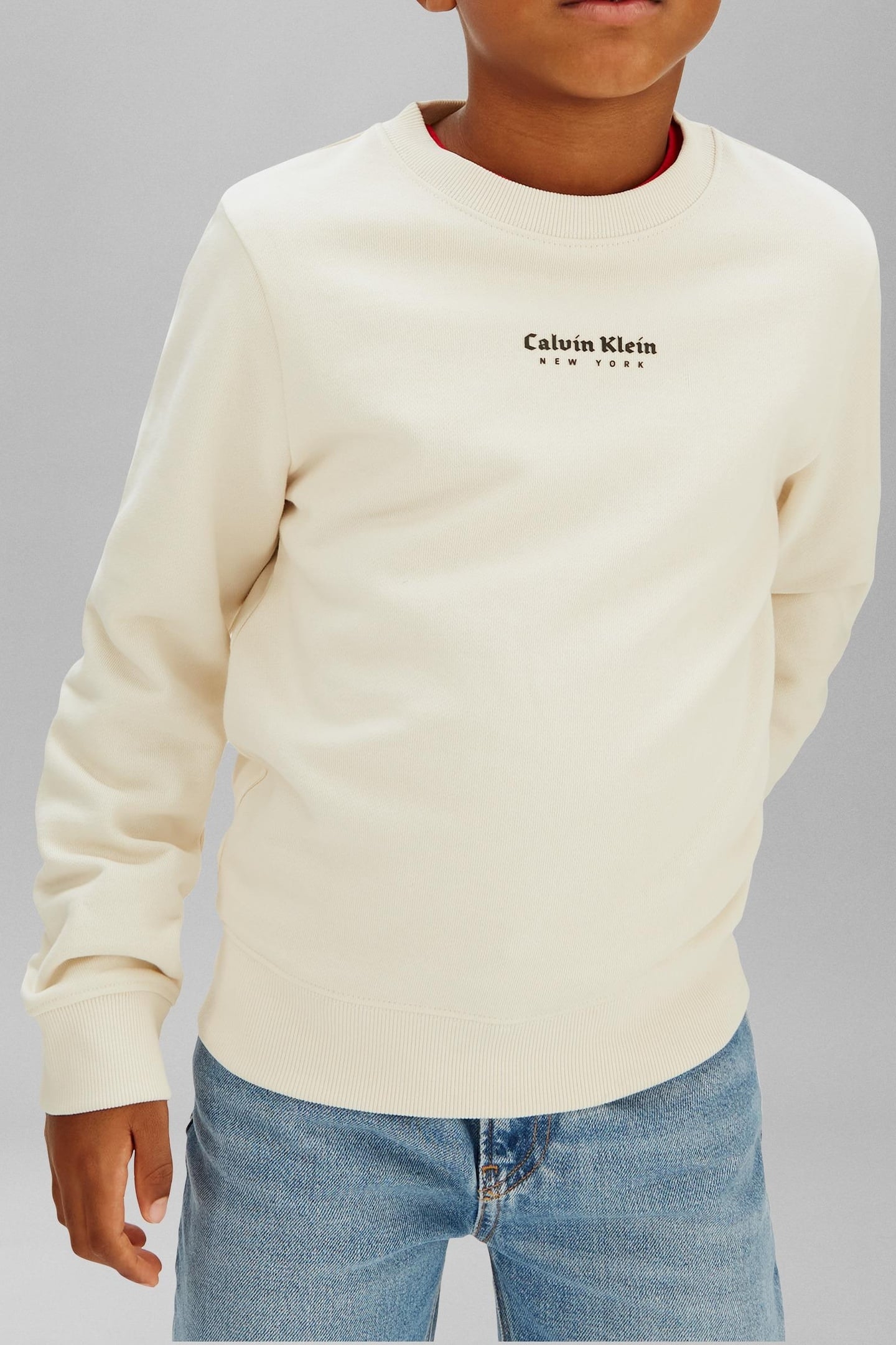 BOYS MINIMAL LOGO SWEATSHIRT WHITECAP GRAY 2