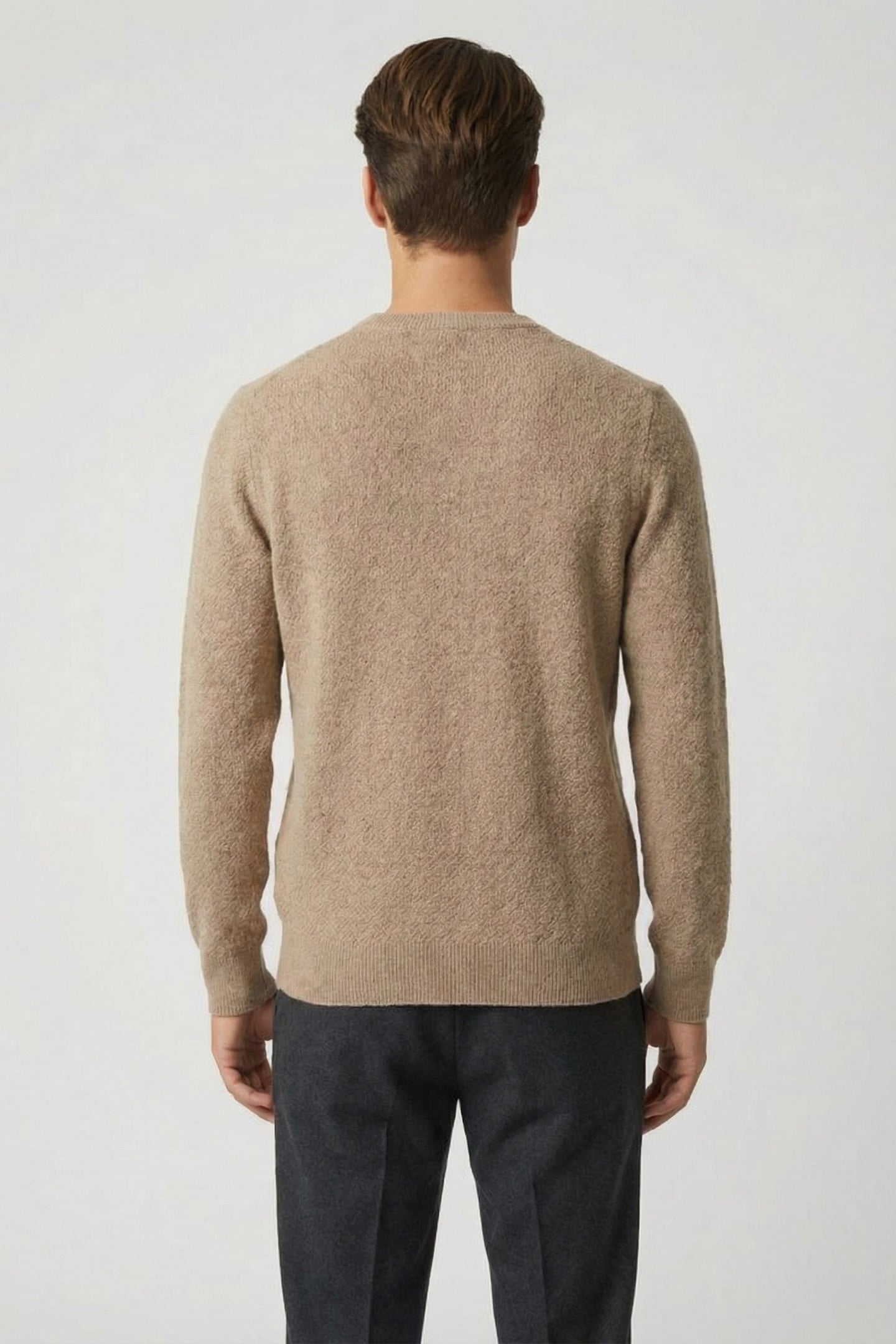SS NEPS TEXTURE STITCH SWEATER CREW TAUPE 2