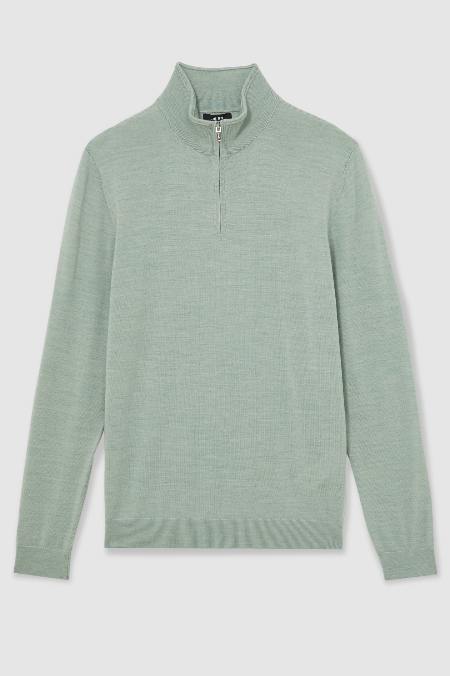 LS HALF ZIP FUNNEL MERINO WOOL JUMPER SAGE GREEN MELANGE 4
