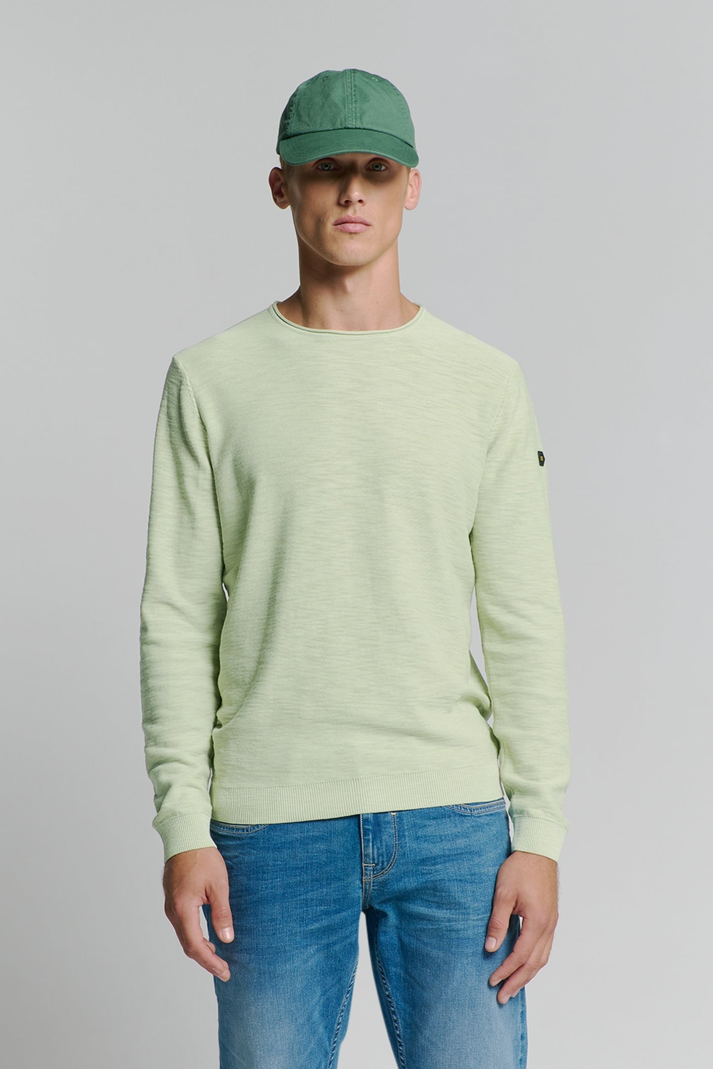 PULLOVER CREWNECK GARMENT DYED + STONE WASHED MINT 1