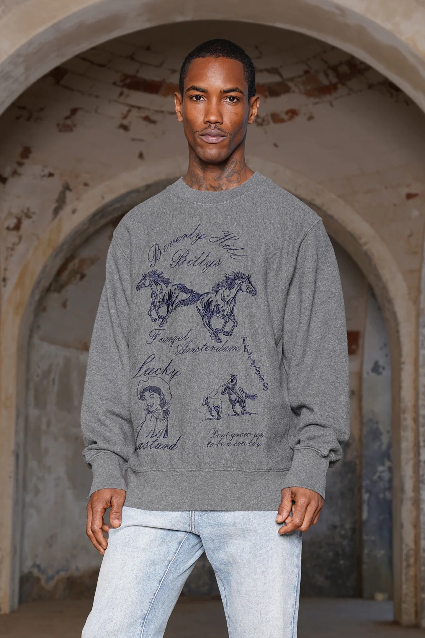 UNISEX LUCKY BASTARD GREY MELANGE 1