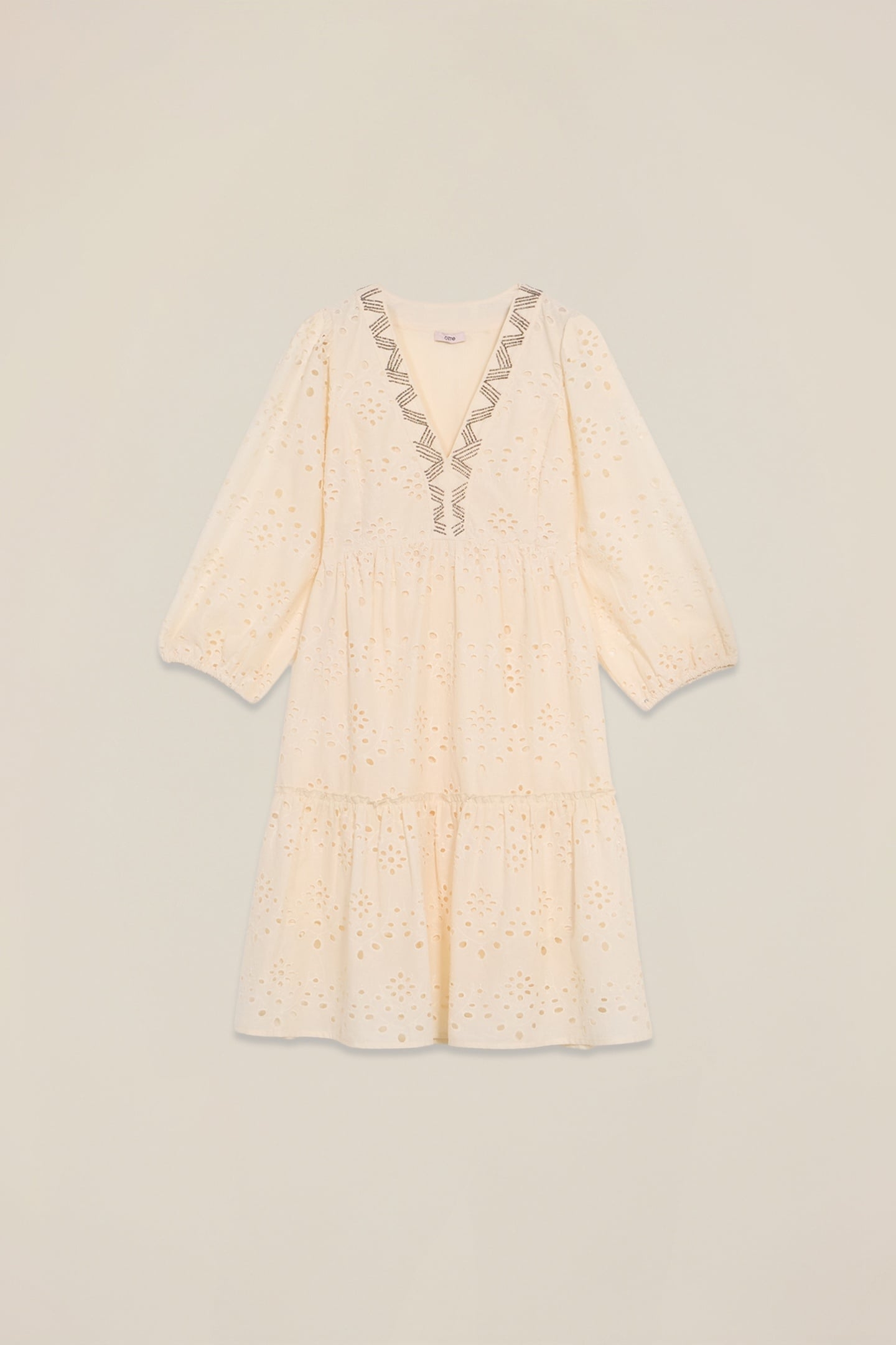 FLARED DRESS IN BRODERIE ANGLAISE LACE BEIGE 3