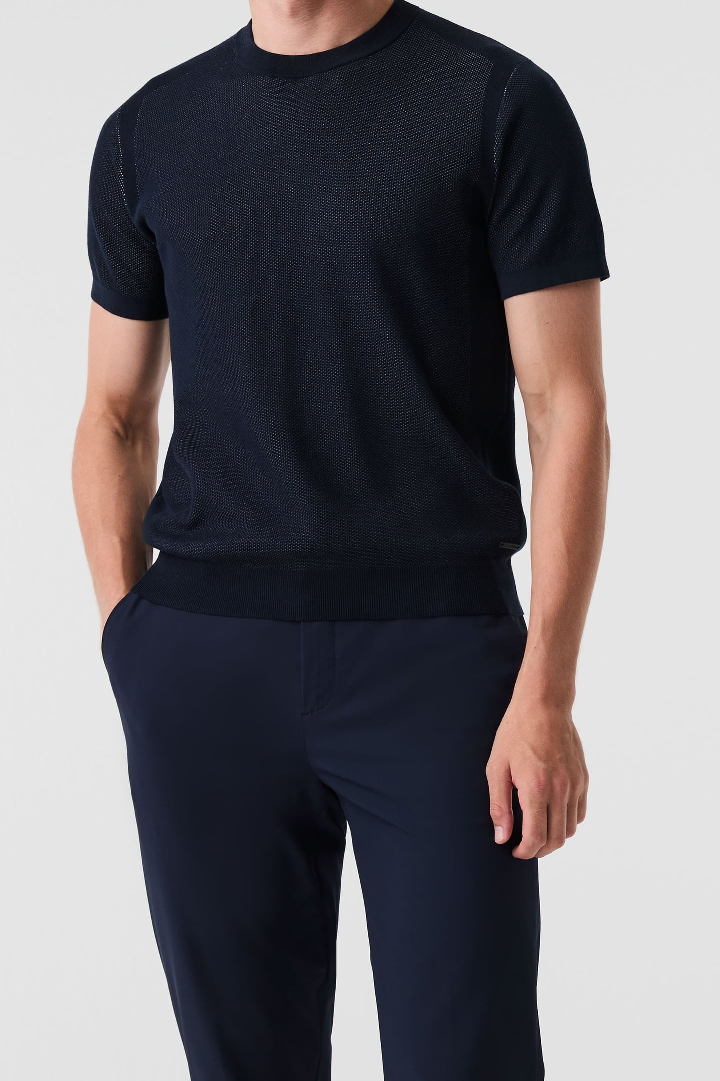 FAWEN V1.Y9.01 FLAT-KNIT-SHIRT DARK NAVY/FOG BLUE 1