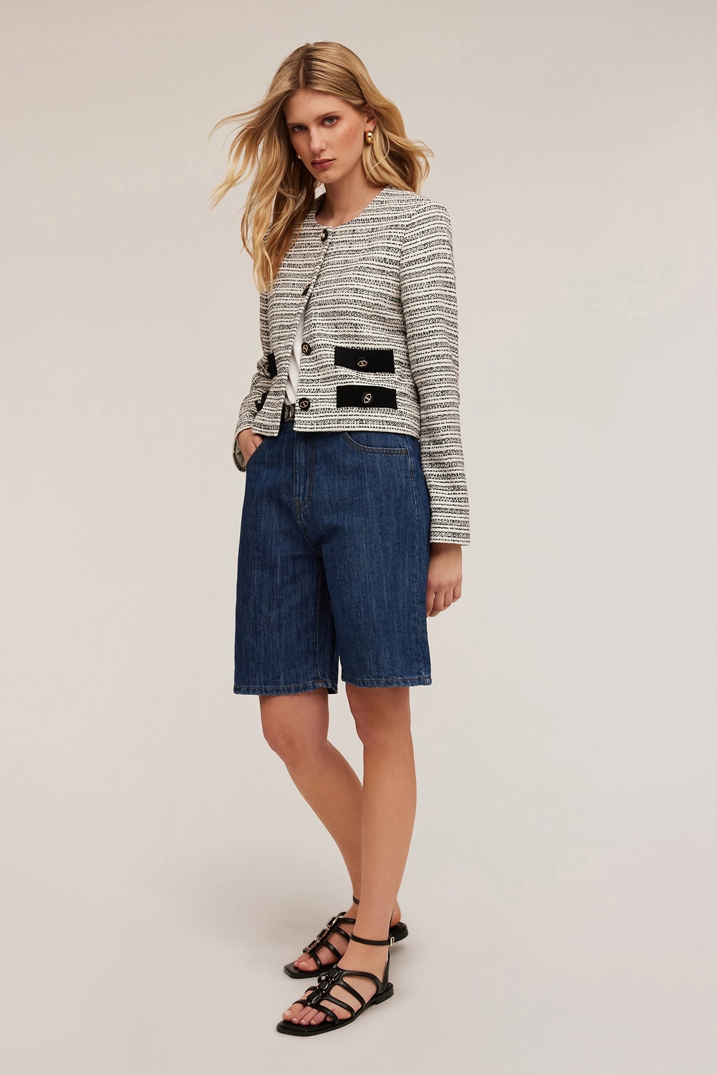 TWEED JACKET WITH POCKETS BLACK 3