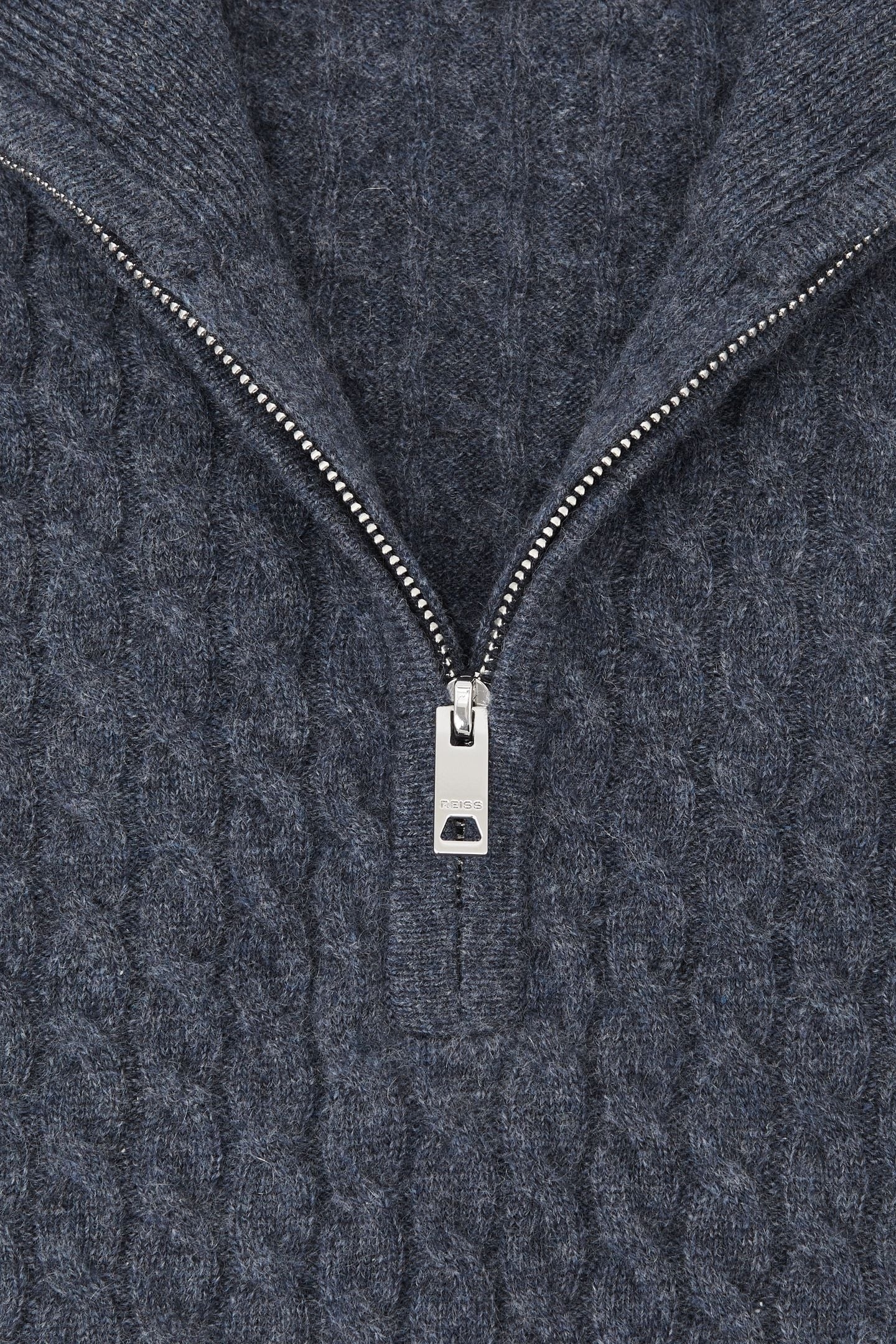 LS HALF ZIP CABLE CASHMERE JUMPER DENIM BLUE 3