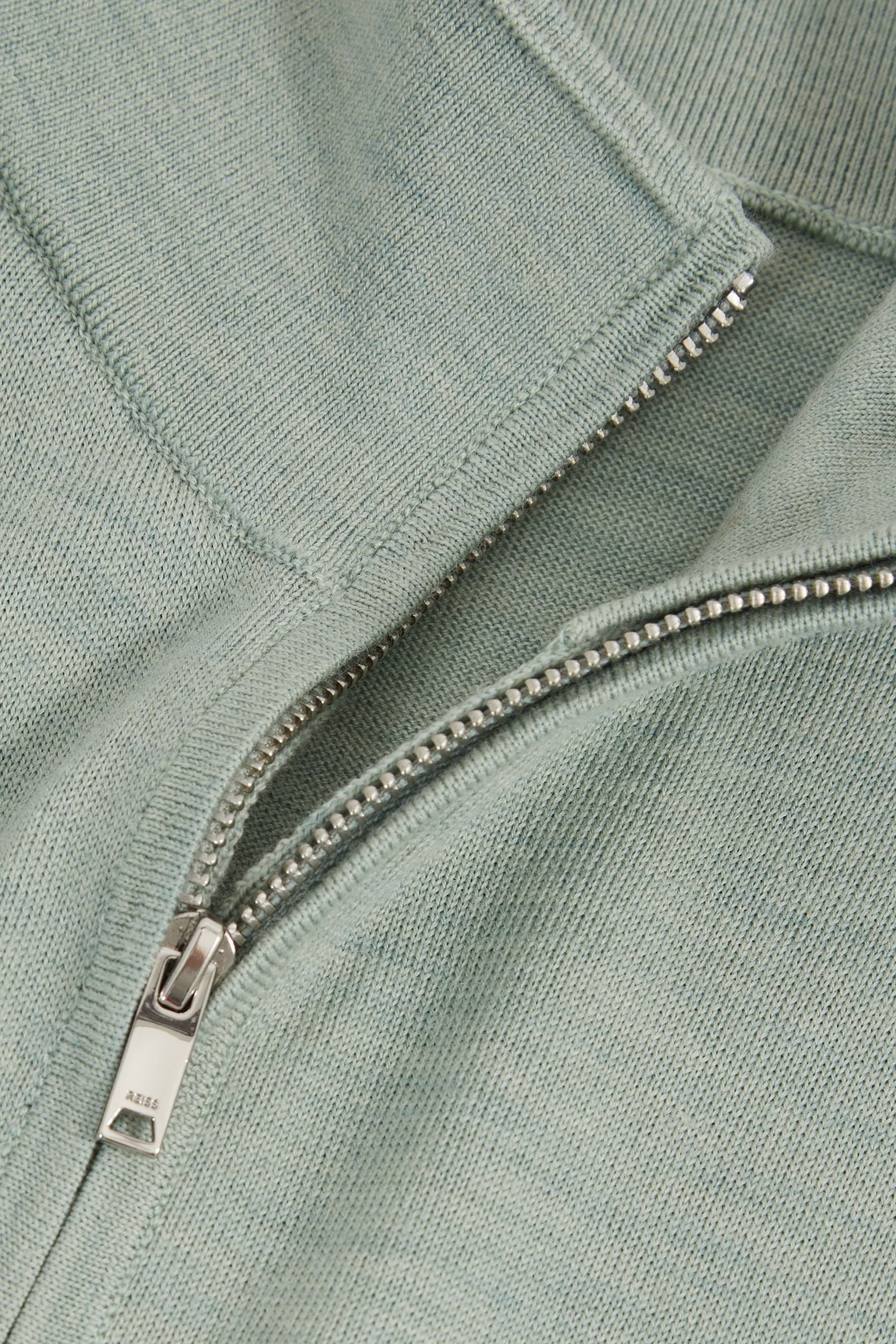 LS HALF ZIP FUNNEL MERINO WOOL JUMPER SAGE GREEN MELANGE 5