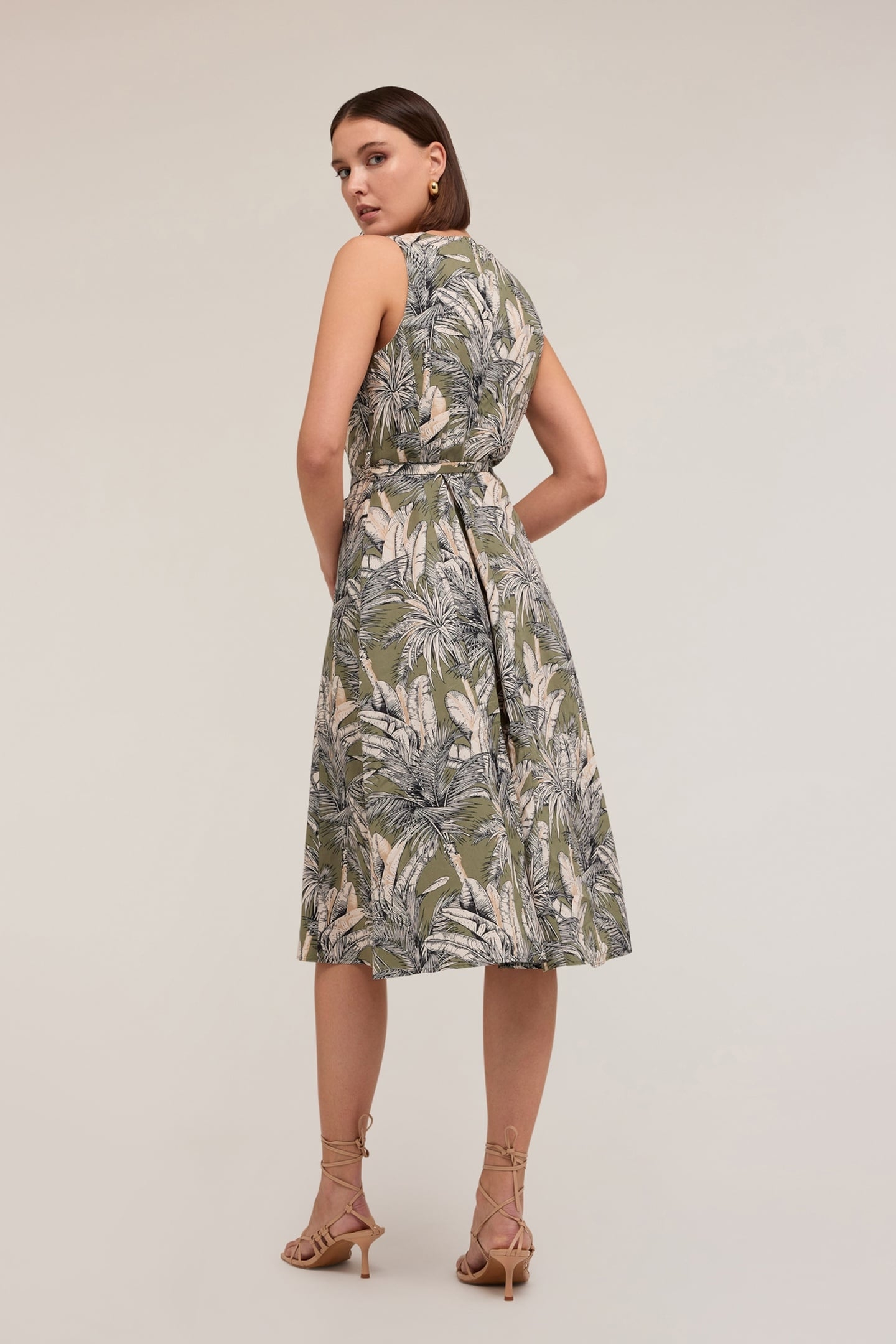 JUNGLE PATTERN FLARED DRESS MILITARY GREEN 2