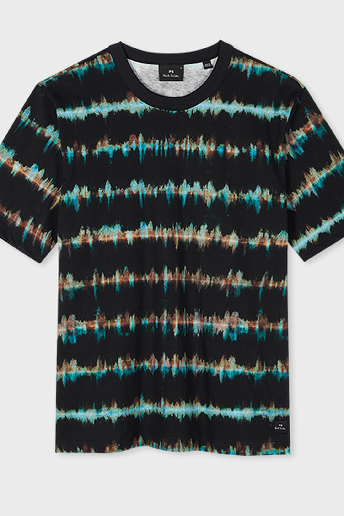 REG FIT SS T SHIRT SHIBORI STRIPE BLACK 2