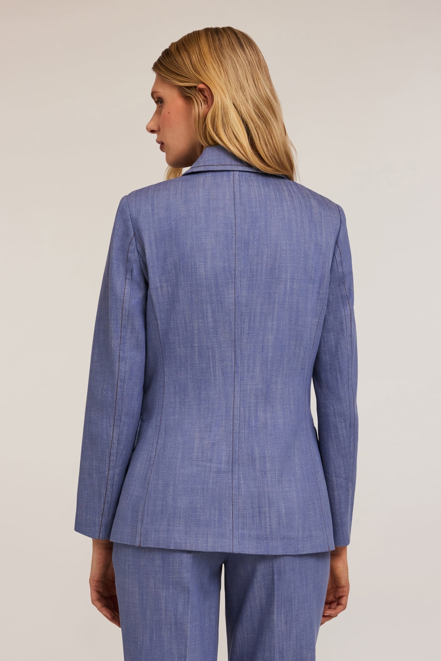 DOUBLE-BREASTED COTTON CANVAS BLAZER LIGHT BLUE 3