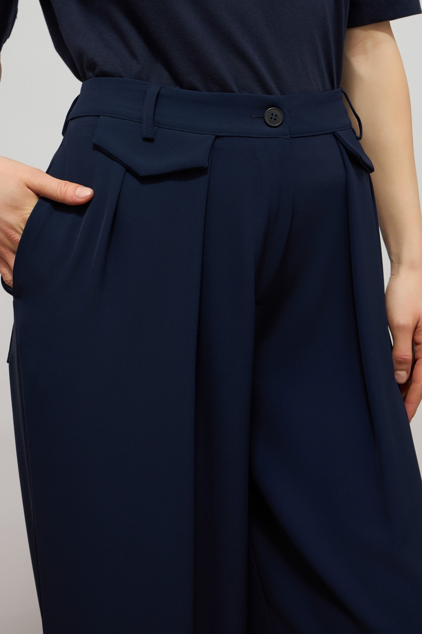 PALAZZO PANTS IN FLUID FABRIC BLUE 5