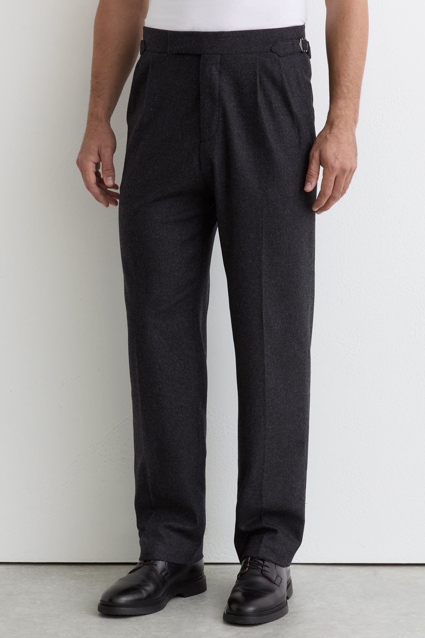 FLANNEL WIDE LEG TROUSER CHARCOAL GREY 2