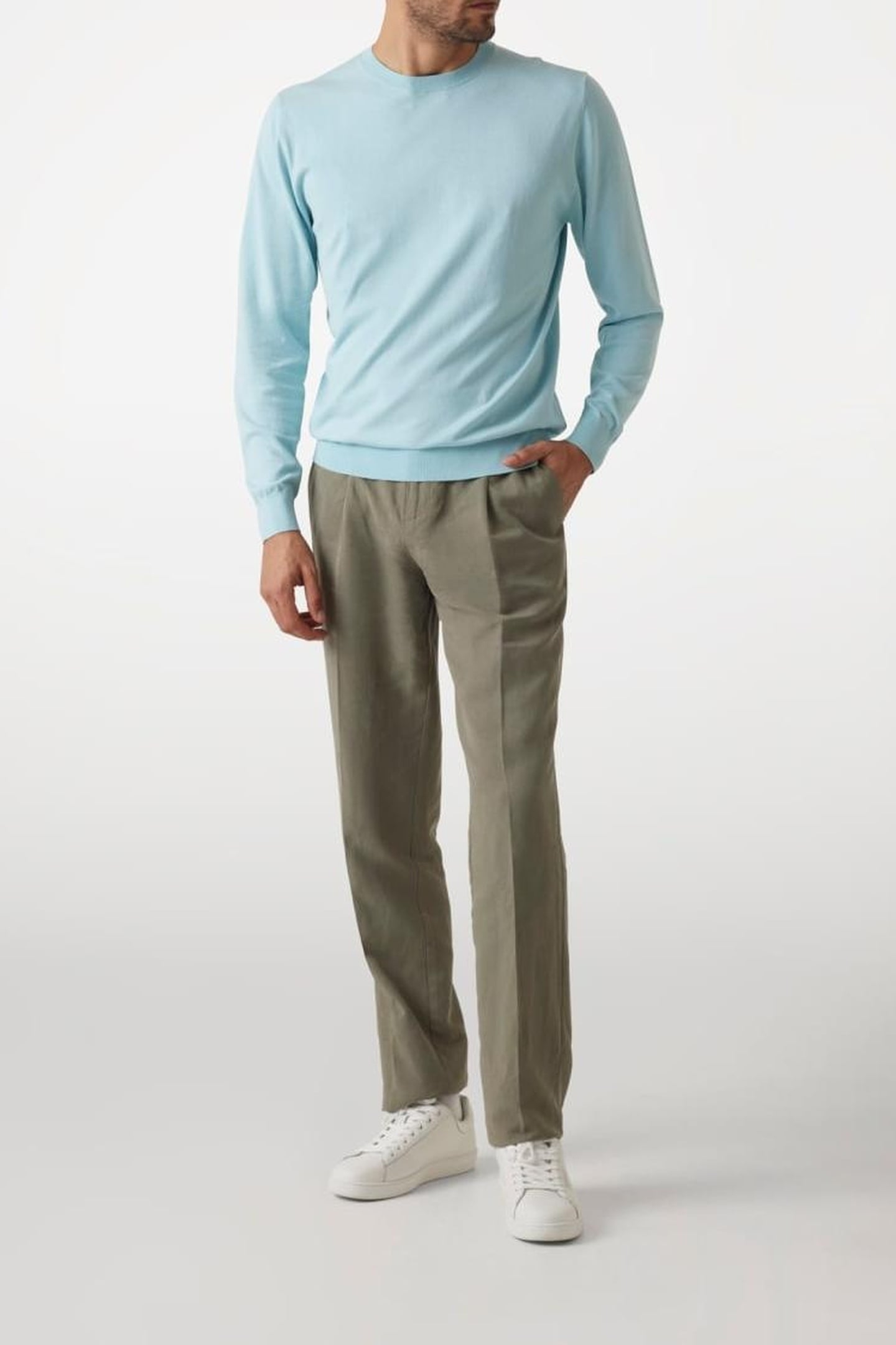 MARCIANO BY GUESS CN LS SILK COTTON SWEATER BELLA BLUE 1