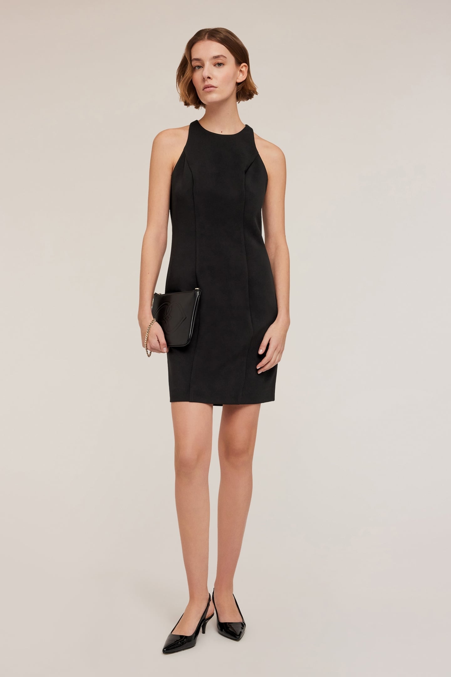 CREPE FABRIC MINI DRESS BLACK 1