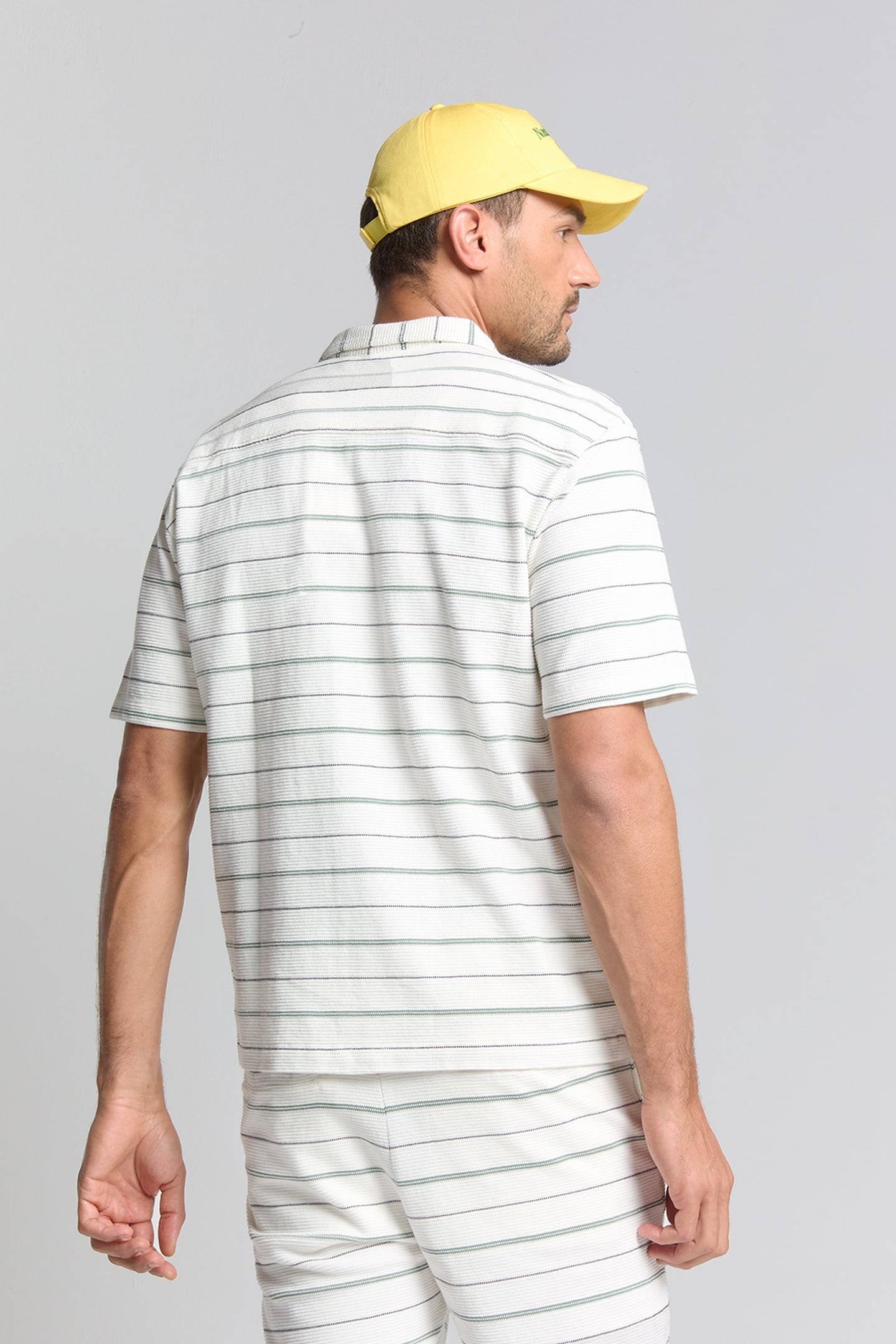 SHIRT SHORT SLEEVE JERSEY REVERS COLLAR STRIPES OFFWHITE 3