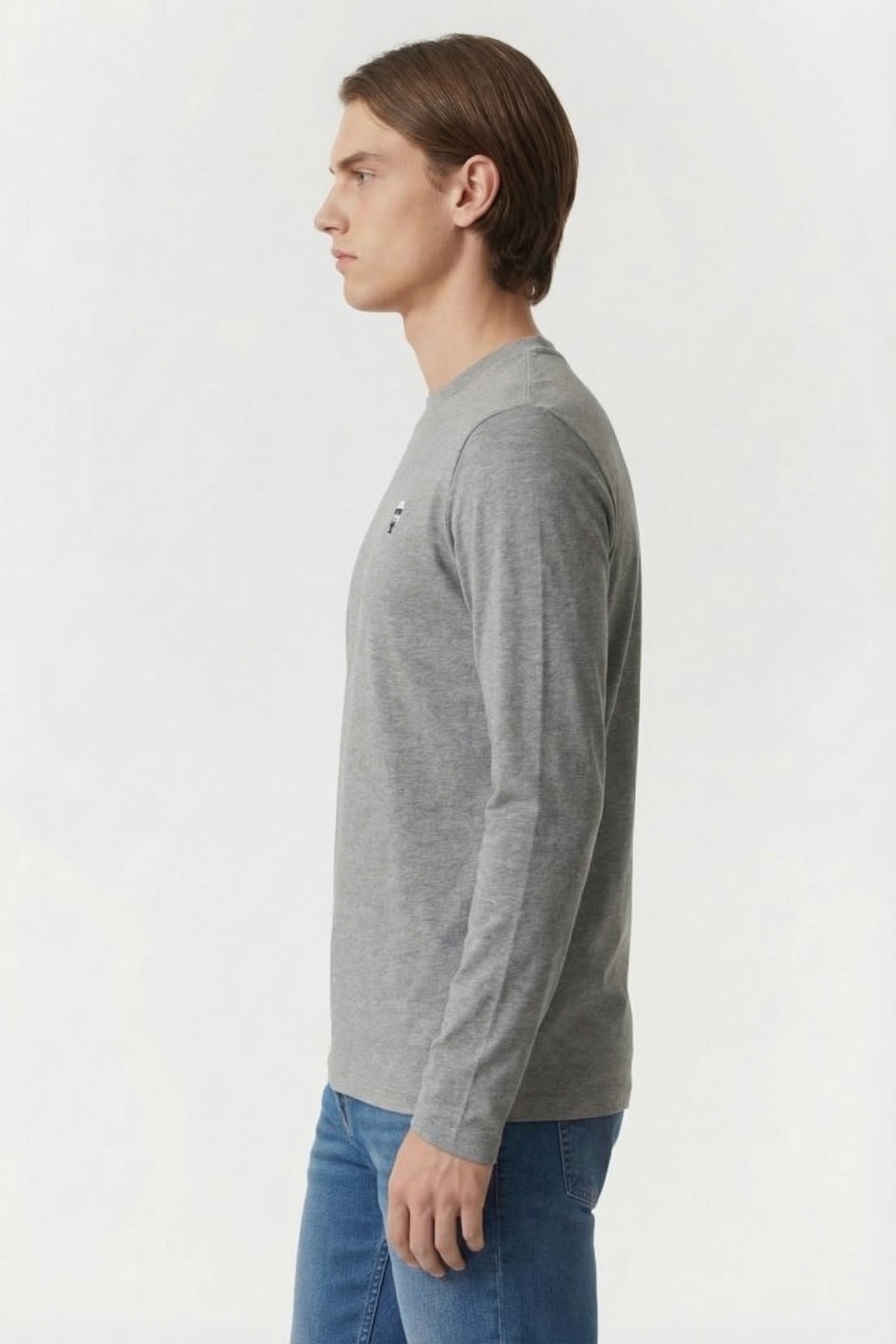 DARKGREY MELANGE T-SHIRT CREWNECK LS 3