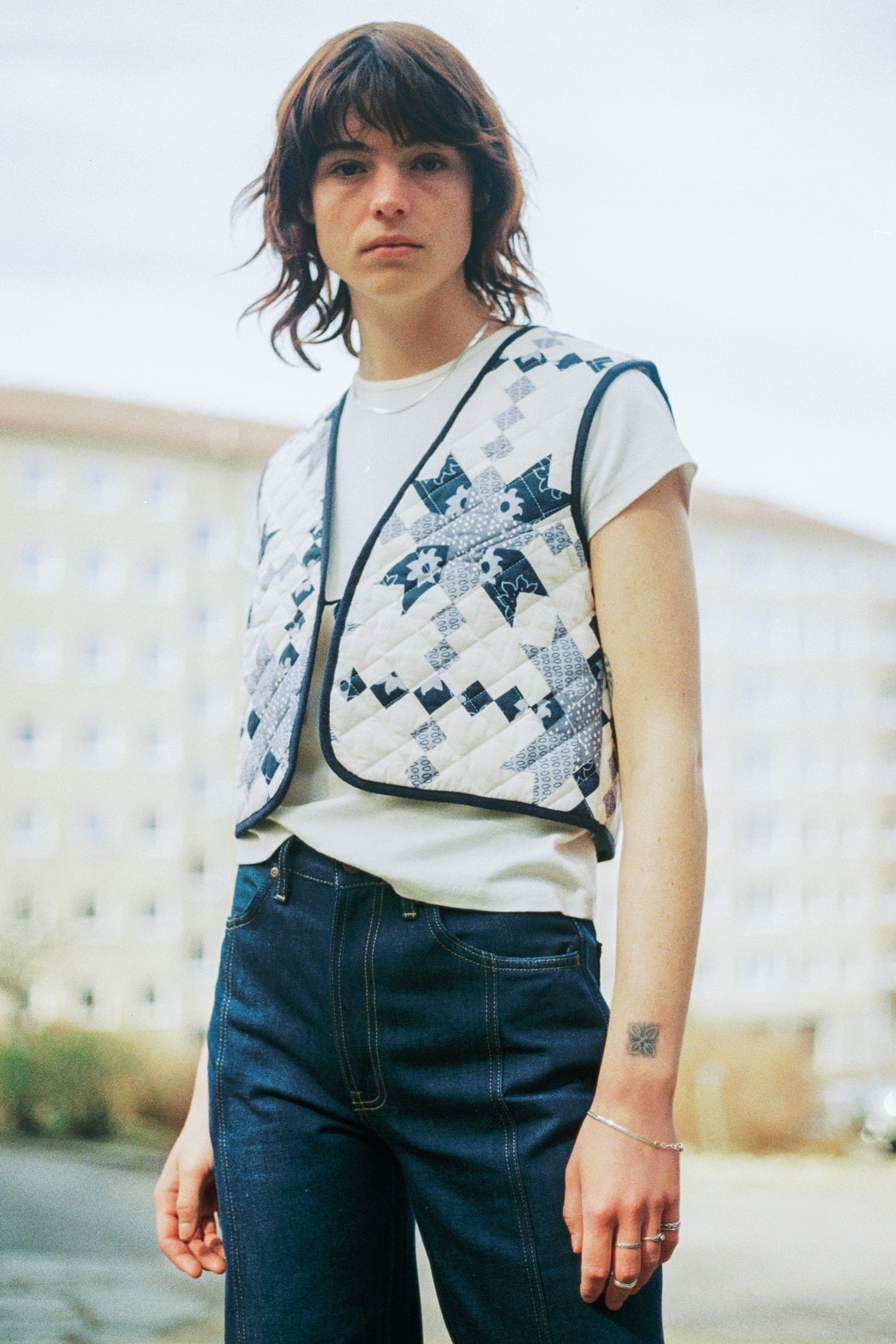 LILL QUILTED COTTON VEST OFF WHITE 1