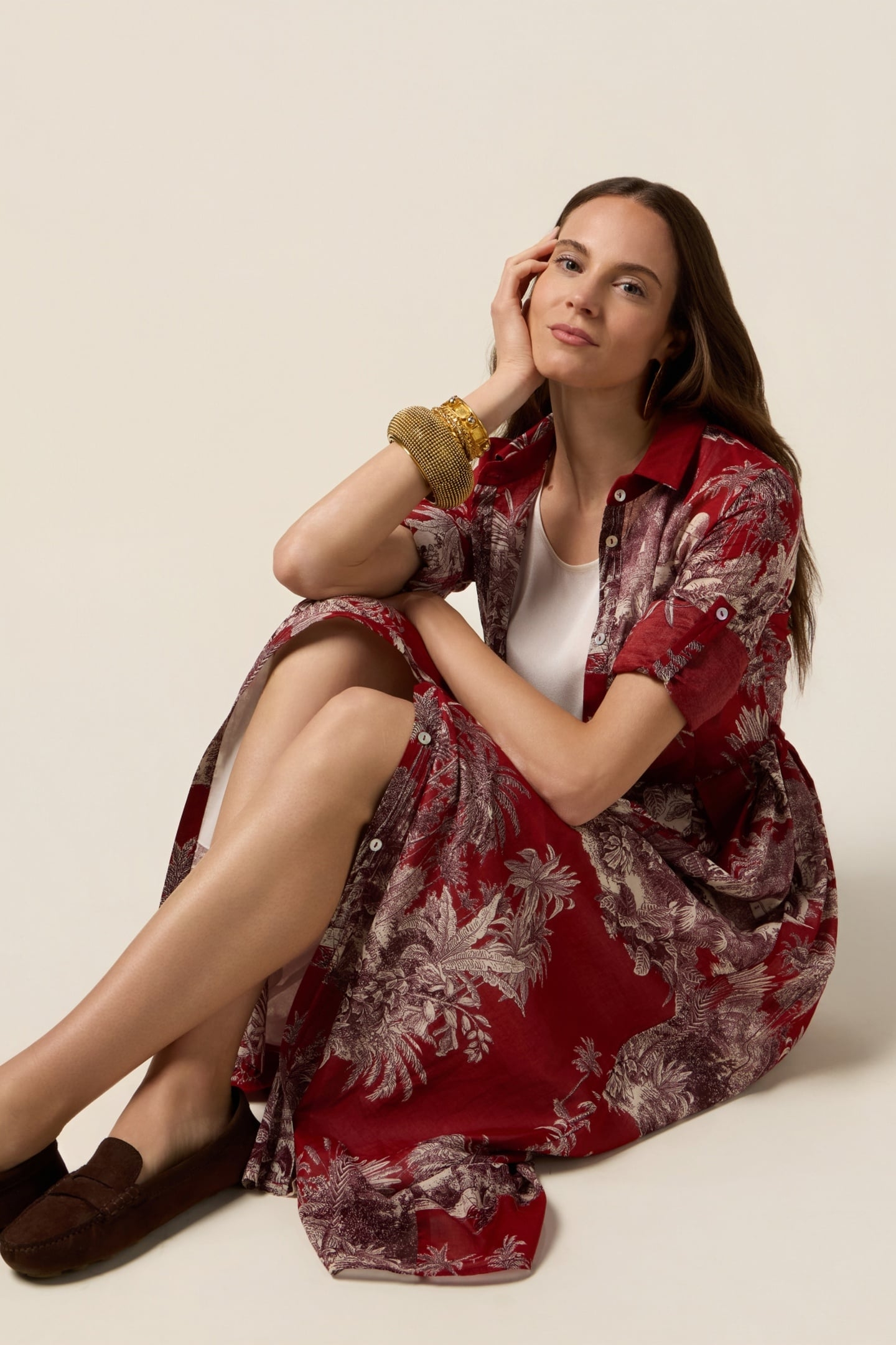 PATTERNED SHIRTDRESS BURGUNDY 5